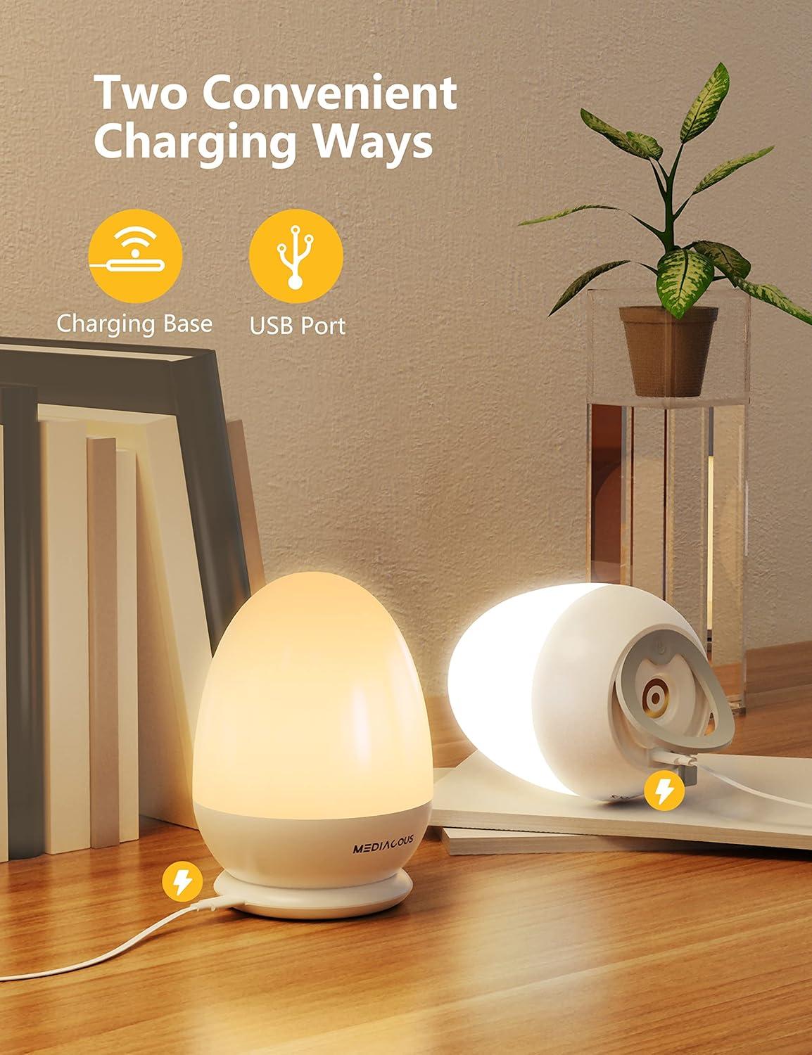 Egg-Shaped LED Night Light for Kids with Touch Control