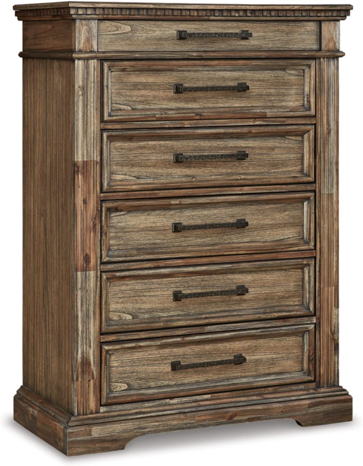 Brown Traditional 6-Drawer Chest with Soft Close and Felt Lined Drawers