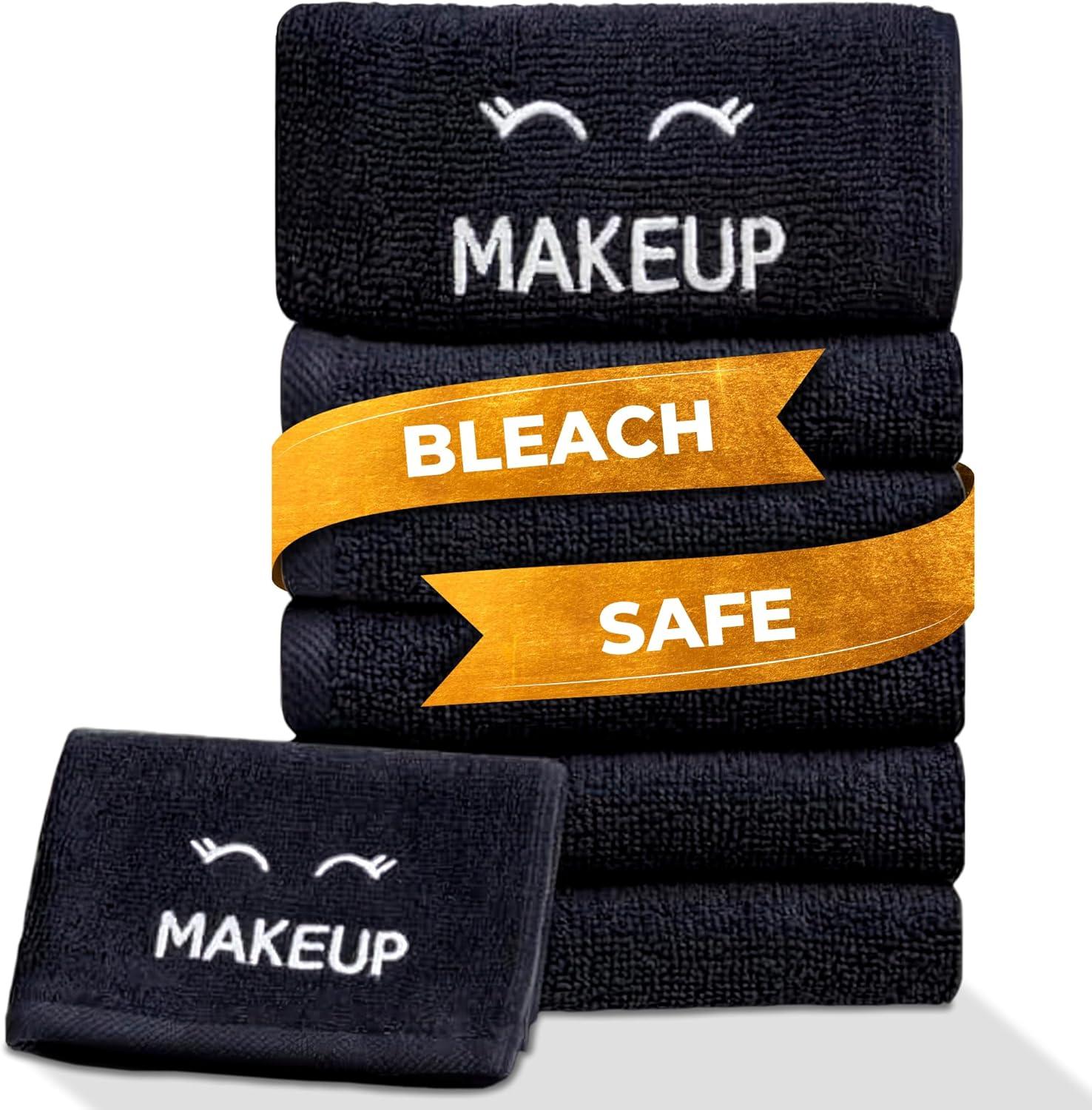 Luxury Hotel Collection Black Makeup Removal Washcloths Bleach Safe | Set of 6 | 13x13