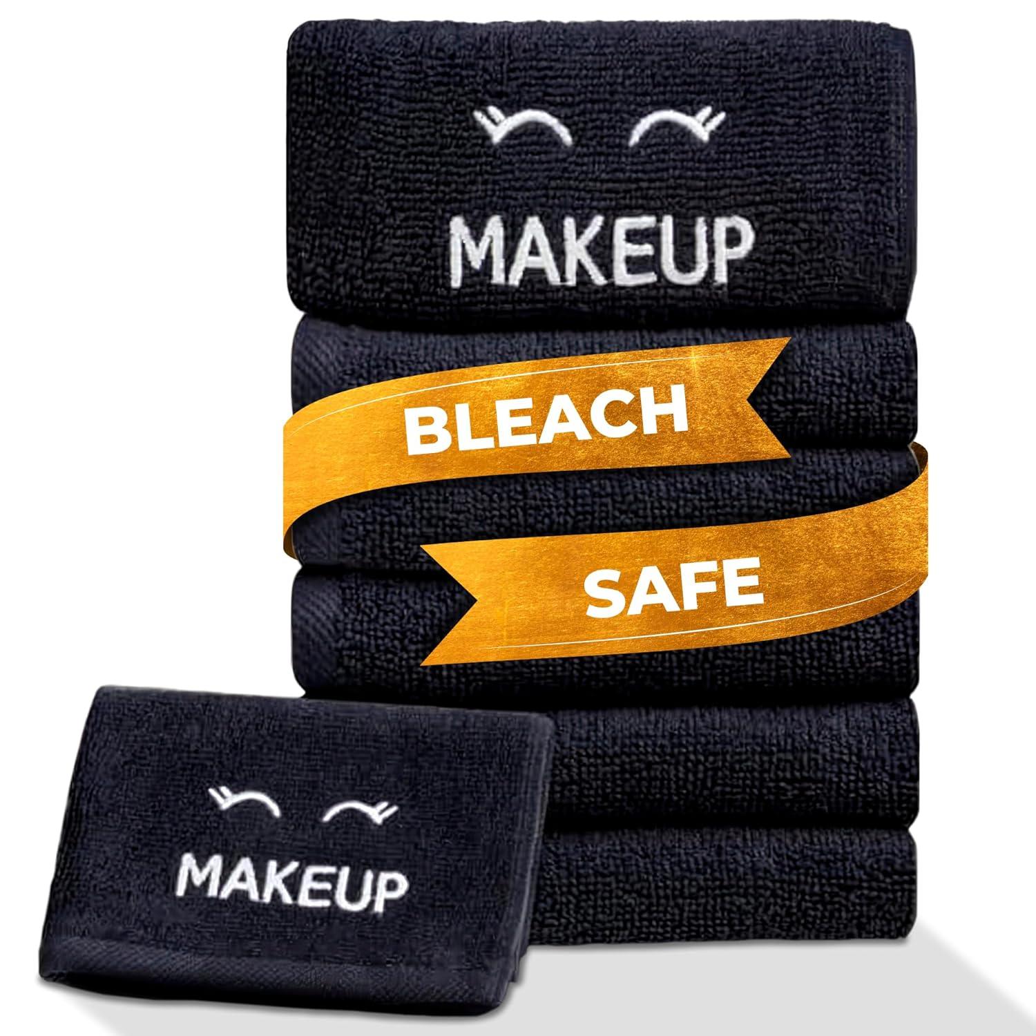 Luxury Hotel Collection Black Makeup Removal Washcloths Bleach Safe | Set of 6 | 13x13
