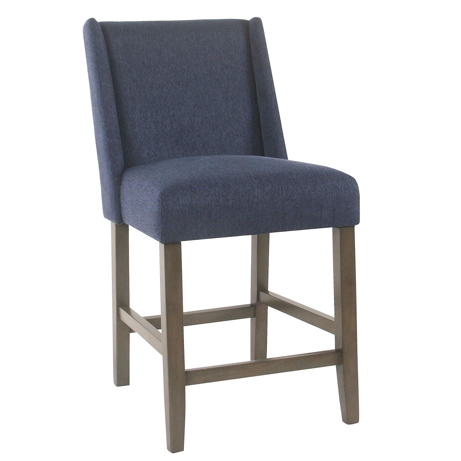24" Curved Top Counter Height Barstool Safari Taupe - HomePop: Kitchen Seating with Back, Wood Legs