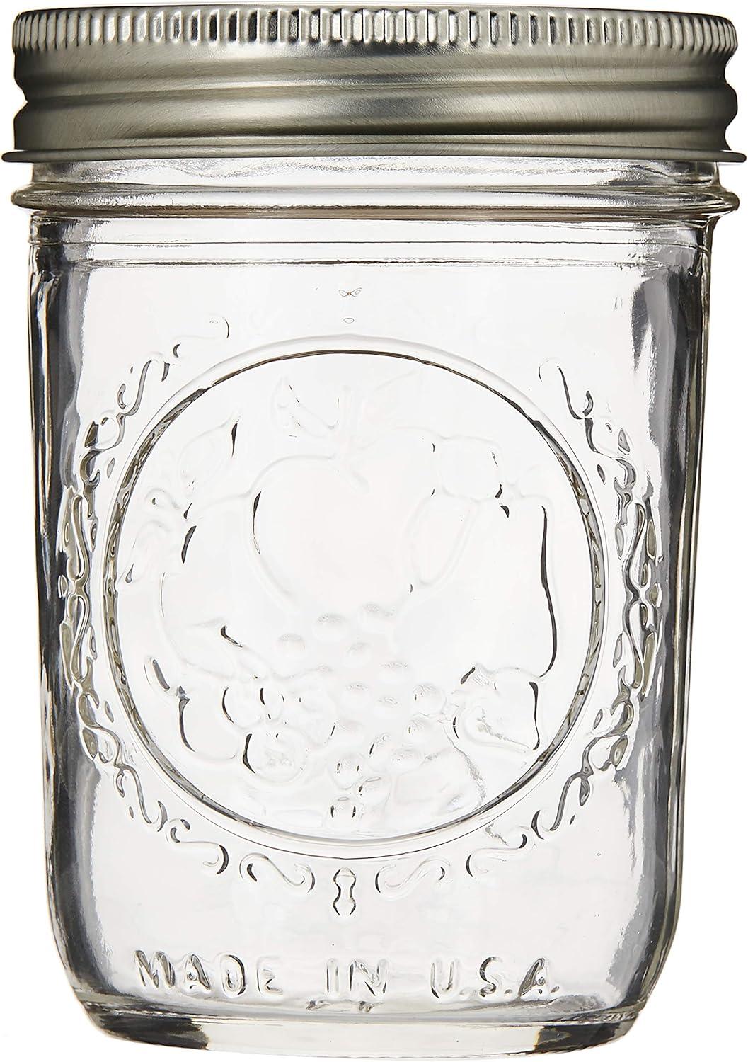 Ball Glass Mason Jar w/ Lid & Band, Regular Mouth, 8 Ounces, 12 Count