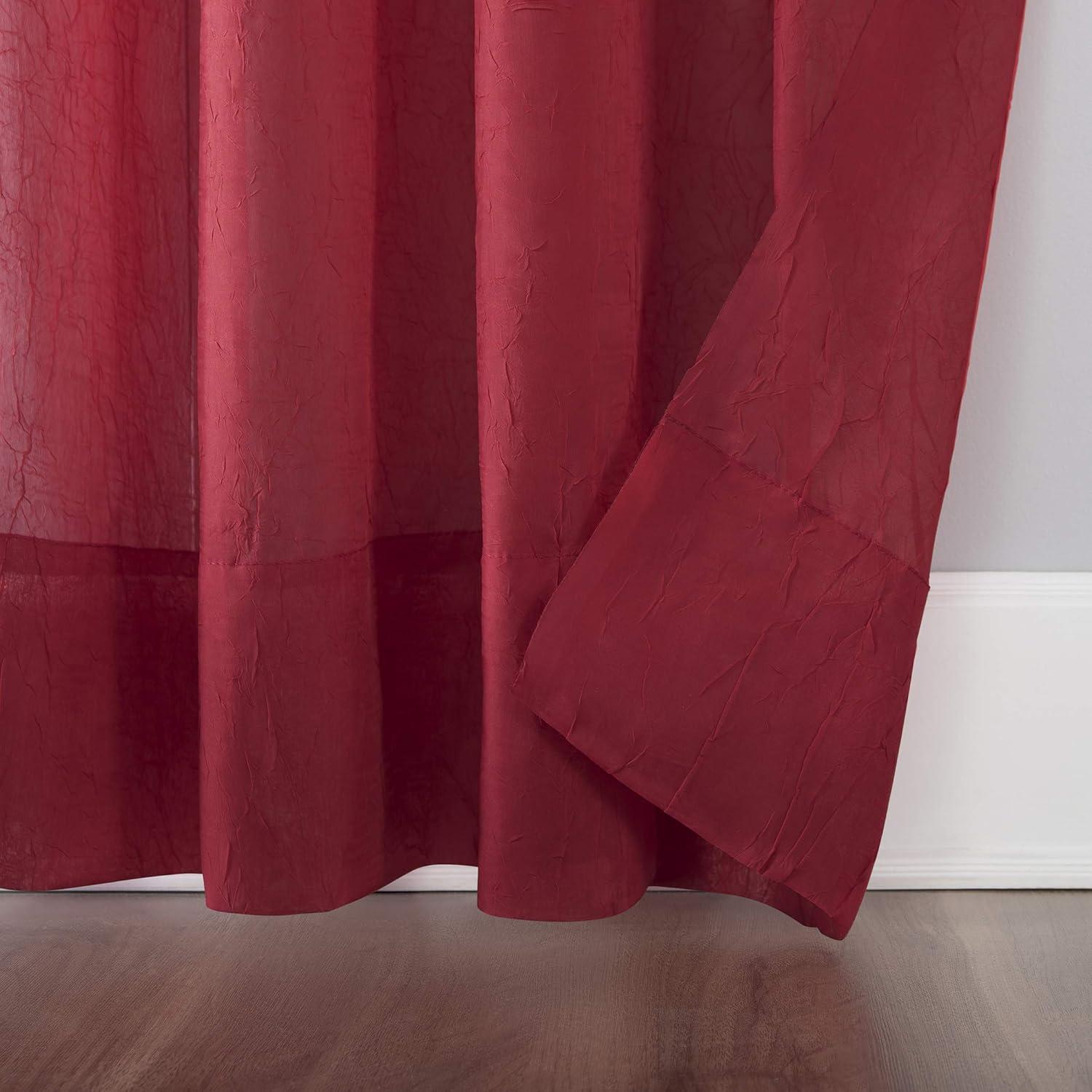 No. 918 Jillian Crushed Voile Sheer Rod Pocket Curtain Panel, 51" x 108", Red