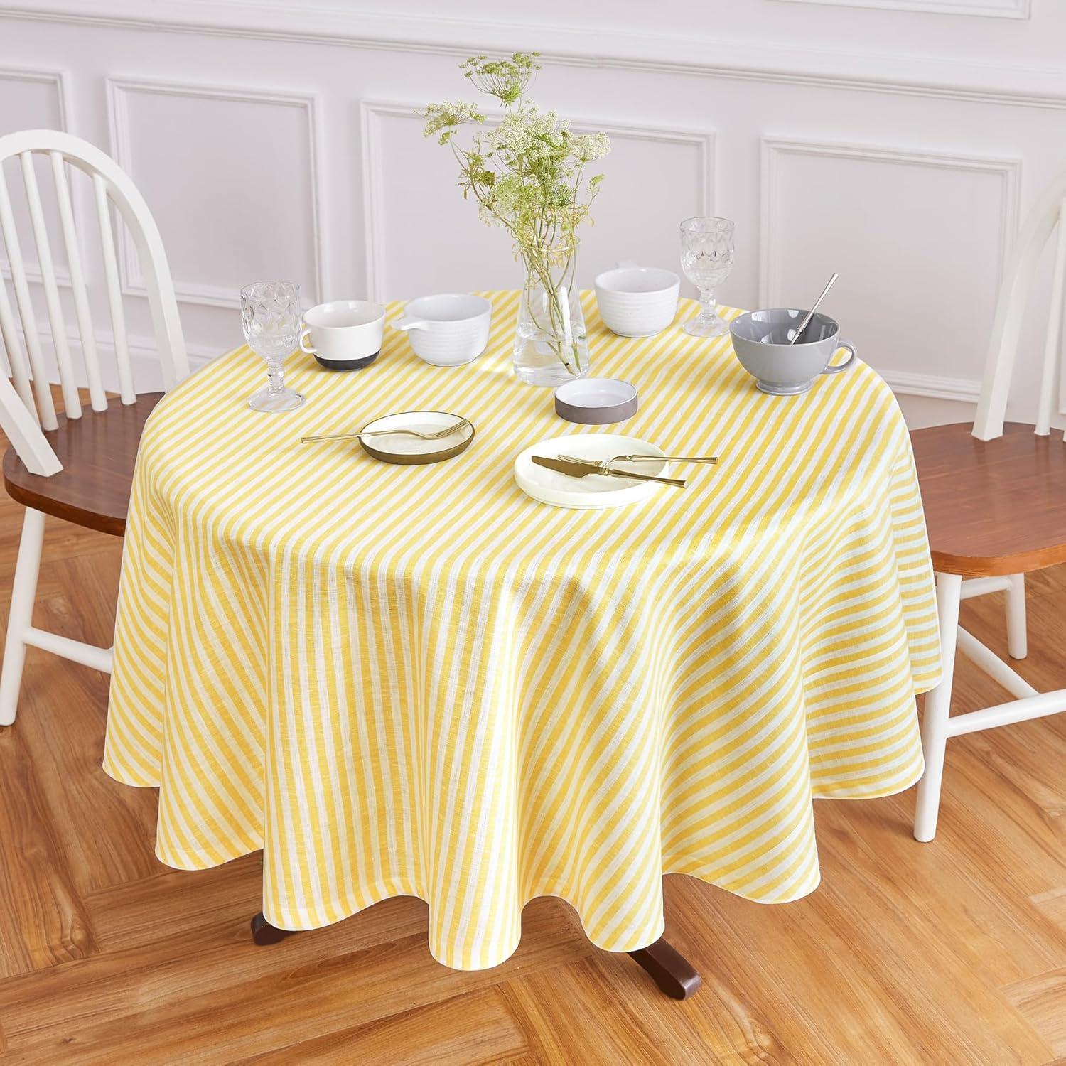 Solino Home Amalfi Stripe - 100% Pure Linen Tablecloth