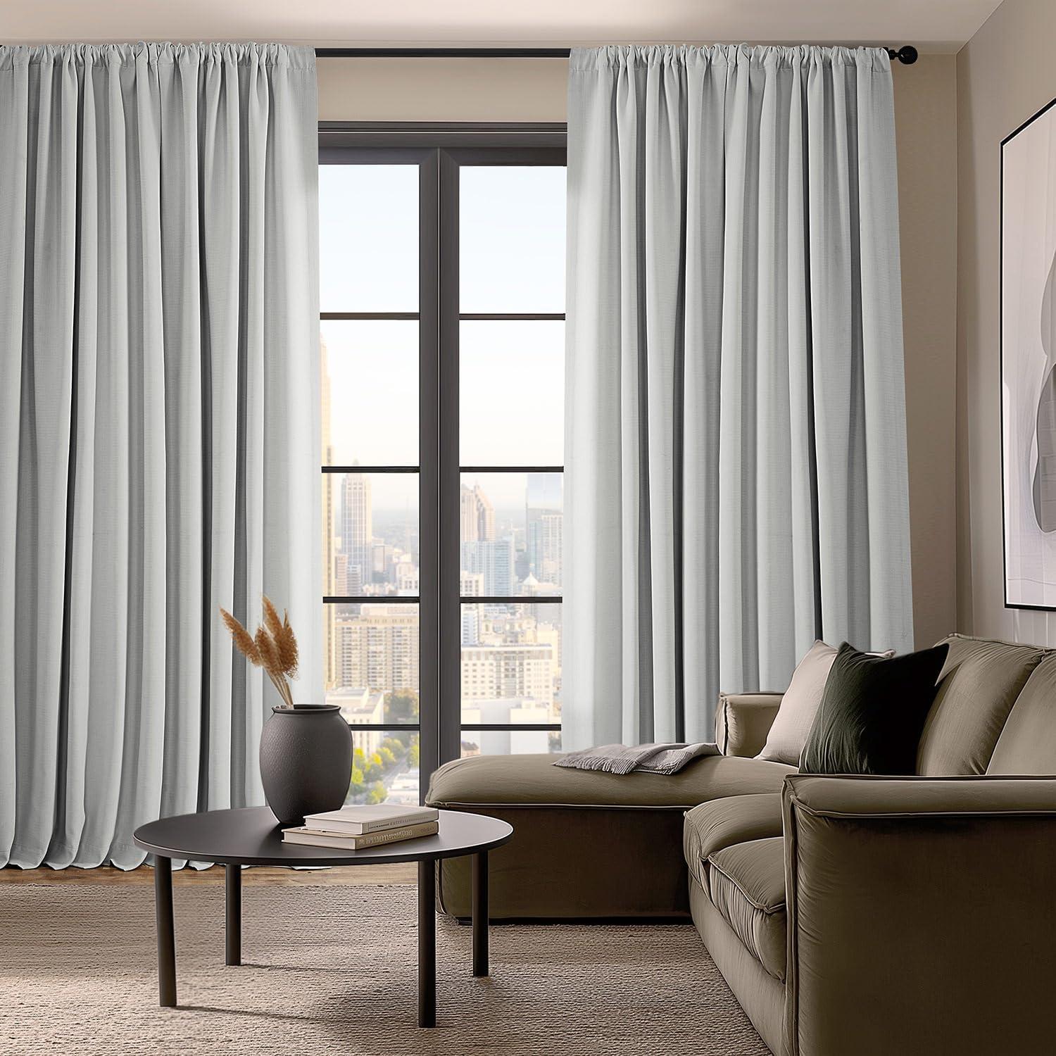 Oyster Faux Linen Room Darkening Curtain (1 Panel), Oyster, 50W X 96L