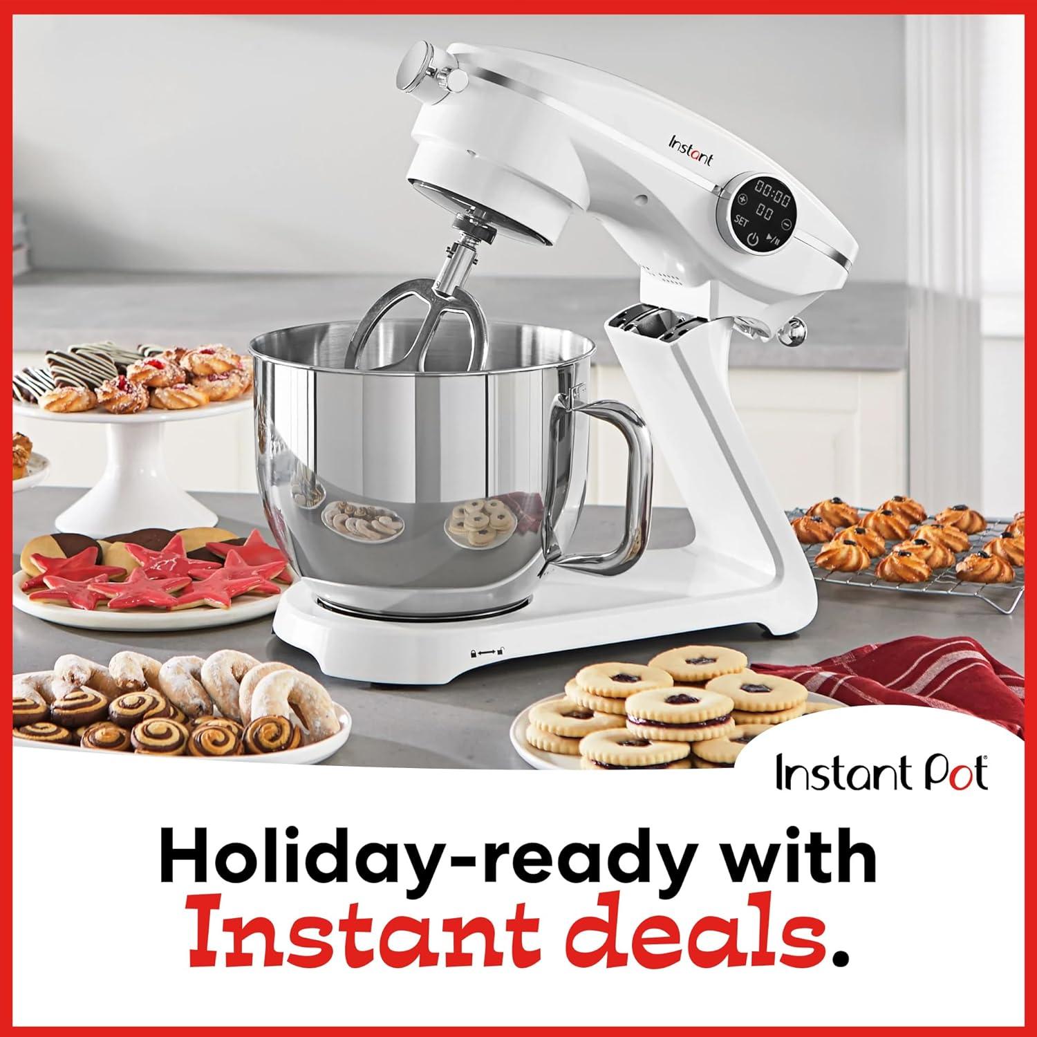 Instant 7.4qt 10 Speed Stand Mixer Pro - Pearl White: Aluminum & Stainless Steel, 600W, Dishwasher-Safe Parts