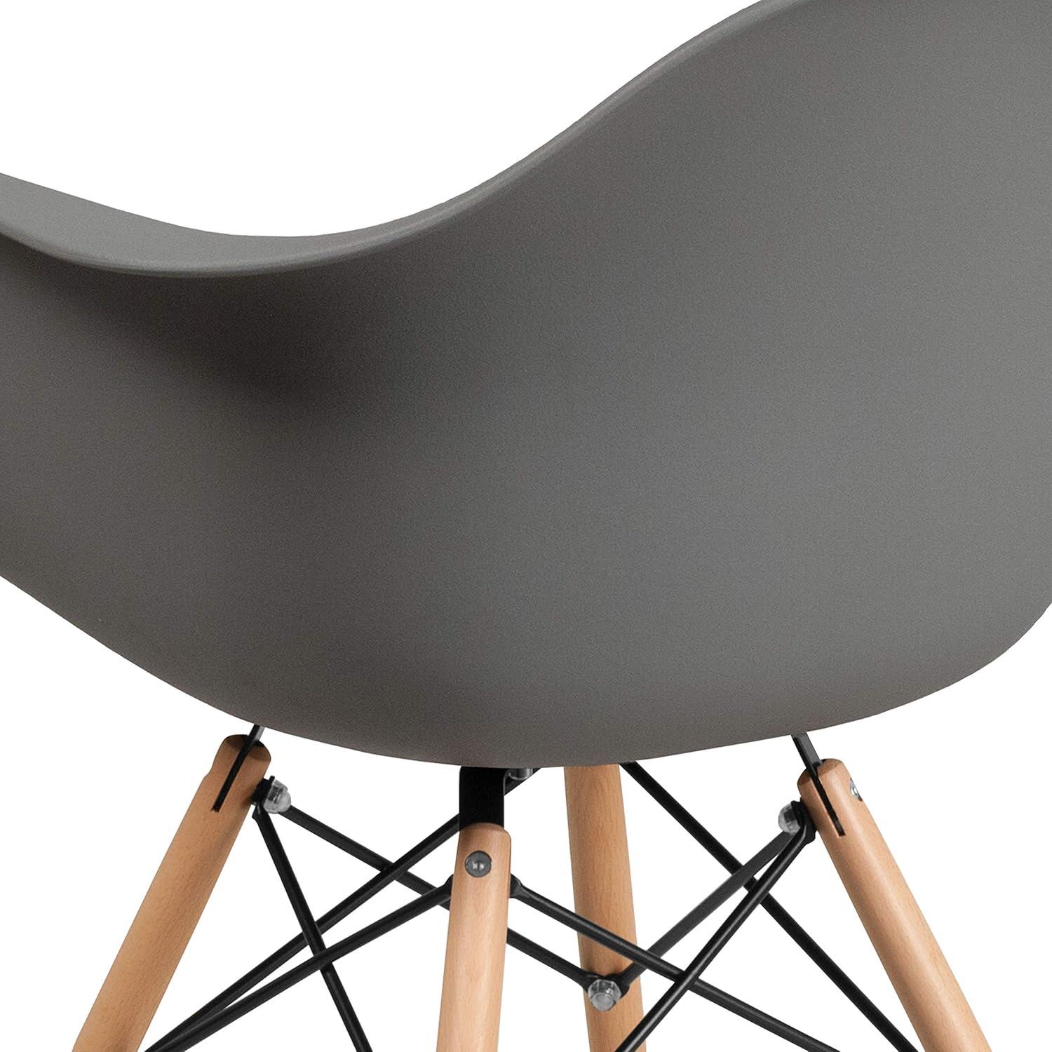 Flash Furniture Alonza Series Plastic Chair with Arms and Wooden Legs