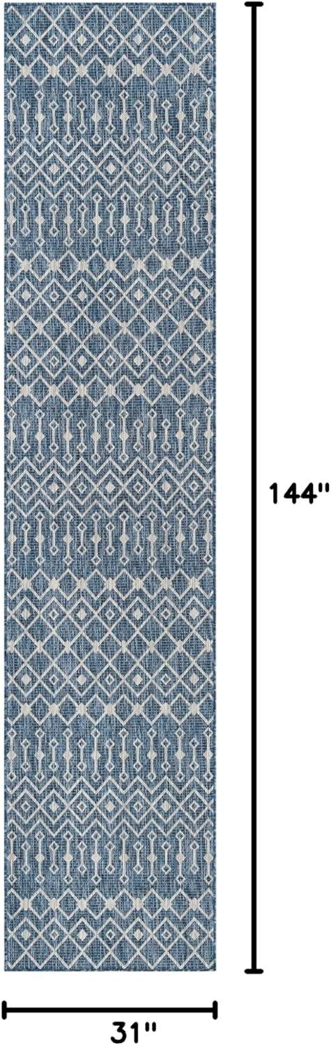 Unique Loom 2' 7 x 12' 0 Runner Indoor/Outdoor Trellis Blue Runner Rug