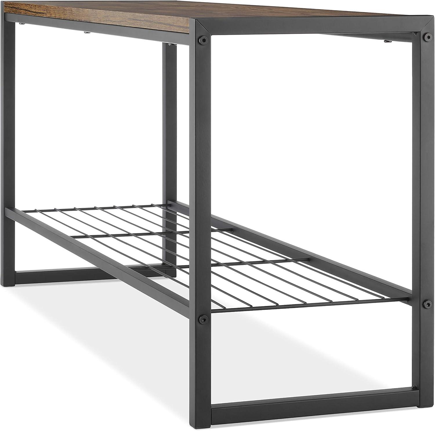 Whitmor Modern Industrial Entry Bench Black: Steel Frame Garment Rack & Closet Storage, No Tools Assembly, 25" Width