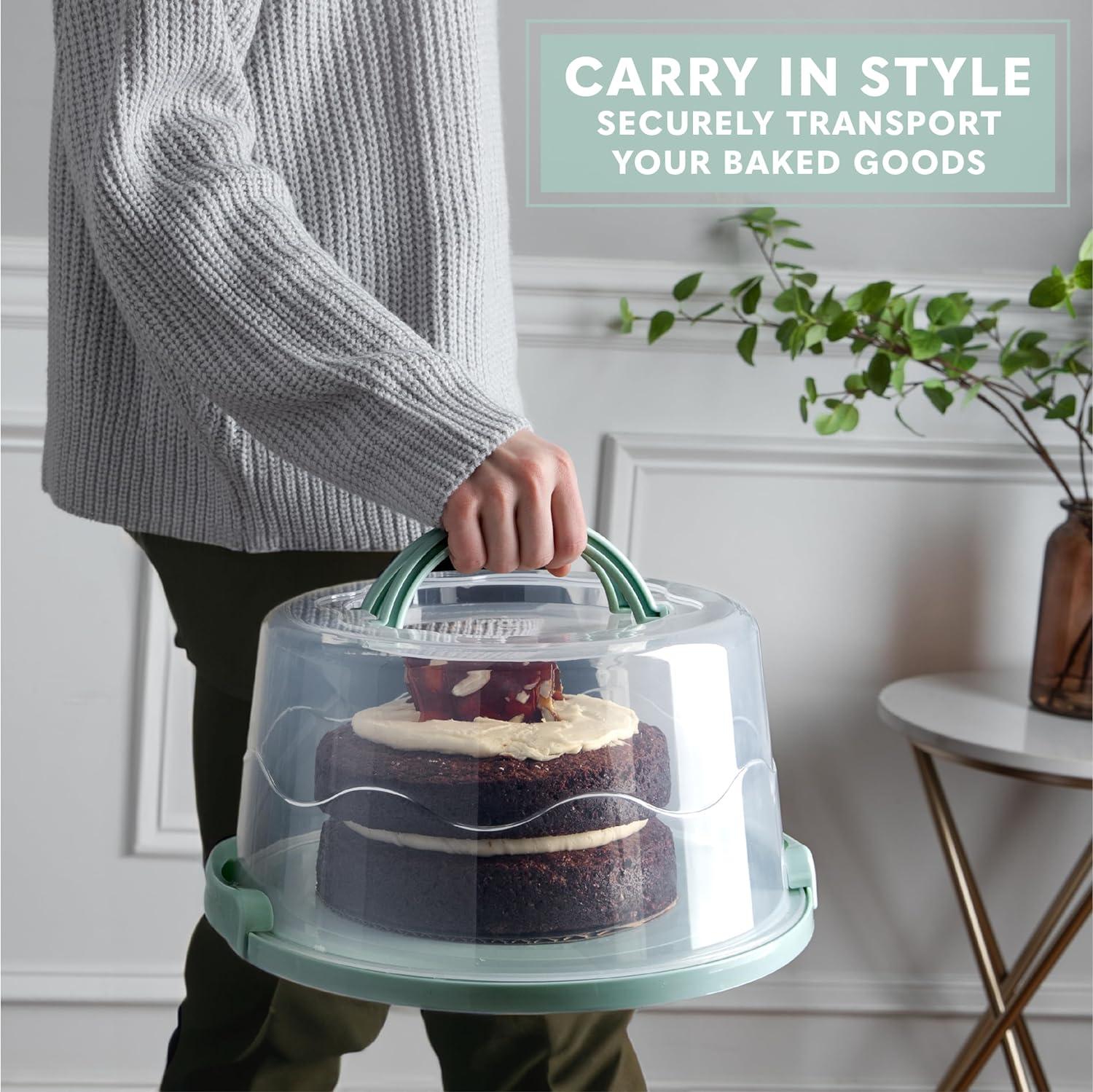 Extra Large Cake Carrier, Cake Holder with Lid & 2 Sturdy Snaps & Handles