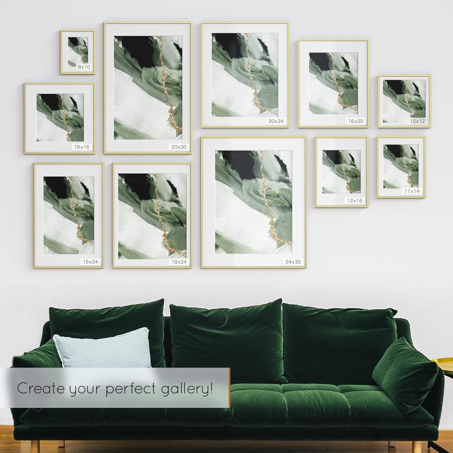 8x10 Frame Gold Picture Frame - Complete Modern Photo Frame Includes UV Acrylic Shatter Guard
