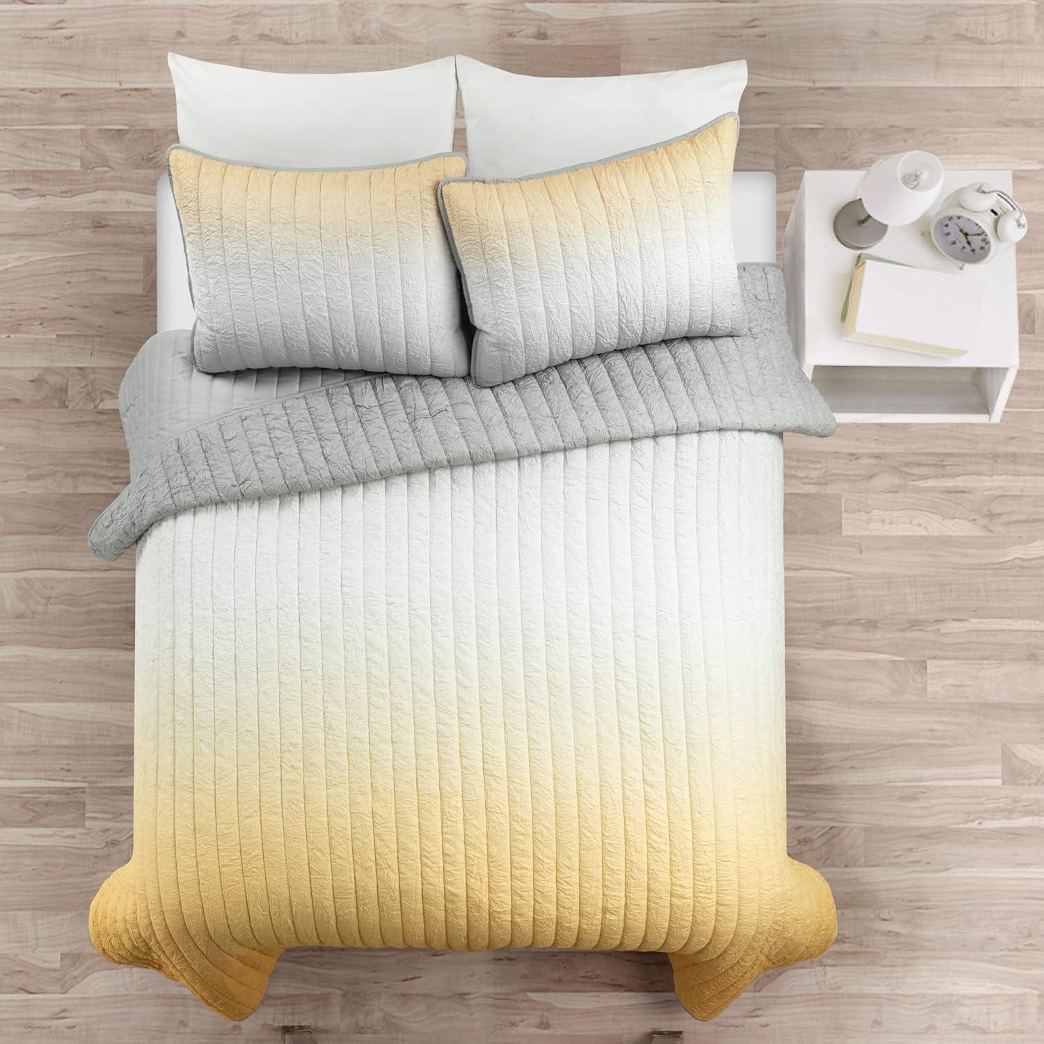 Lush Decor Crinkle Ombre Microfiber Quilt Set