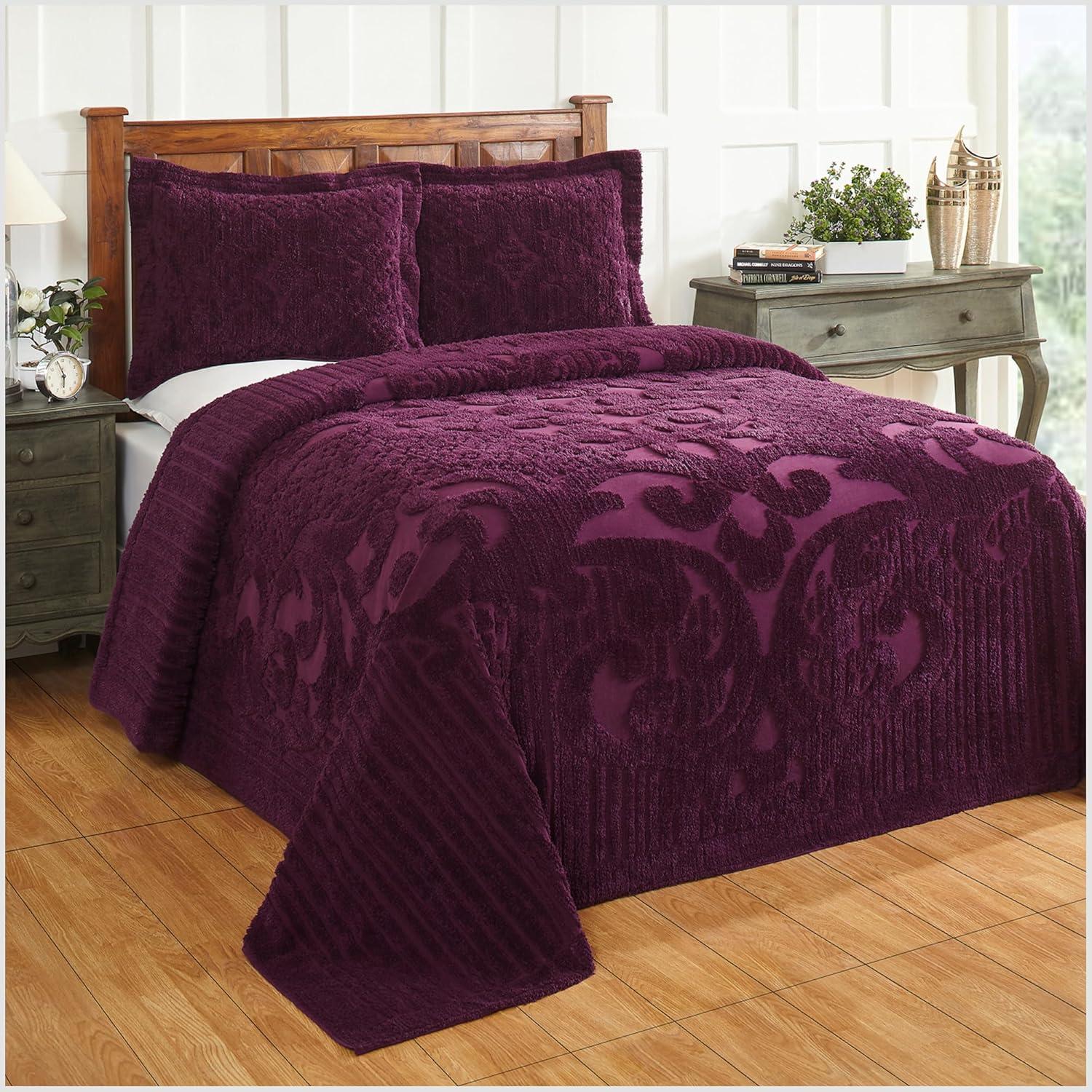 Better Trends Plum Ashton Medallion 100% Cotton Bedspread, for Adult, King