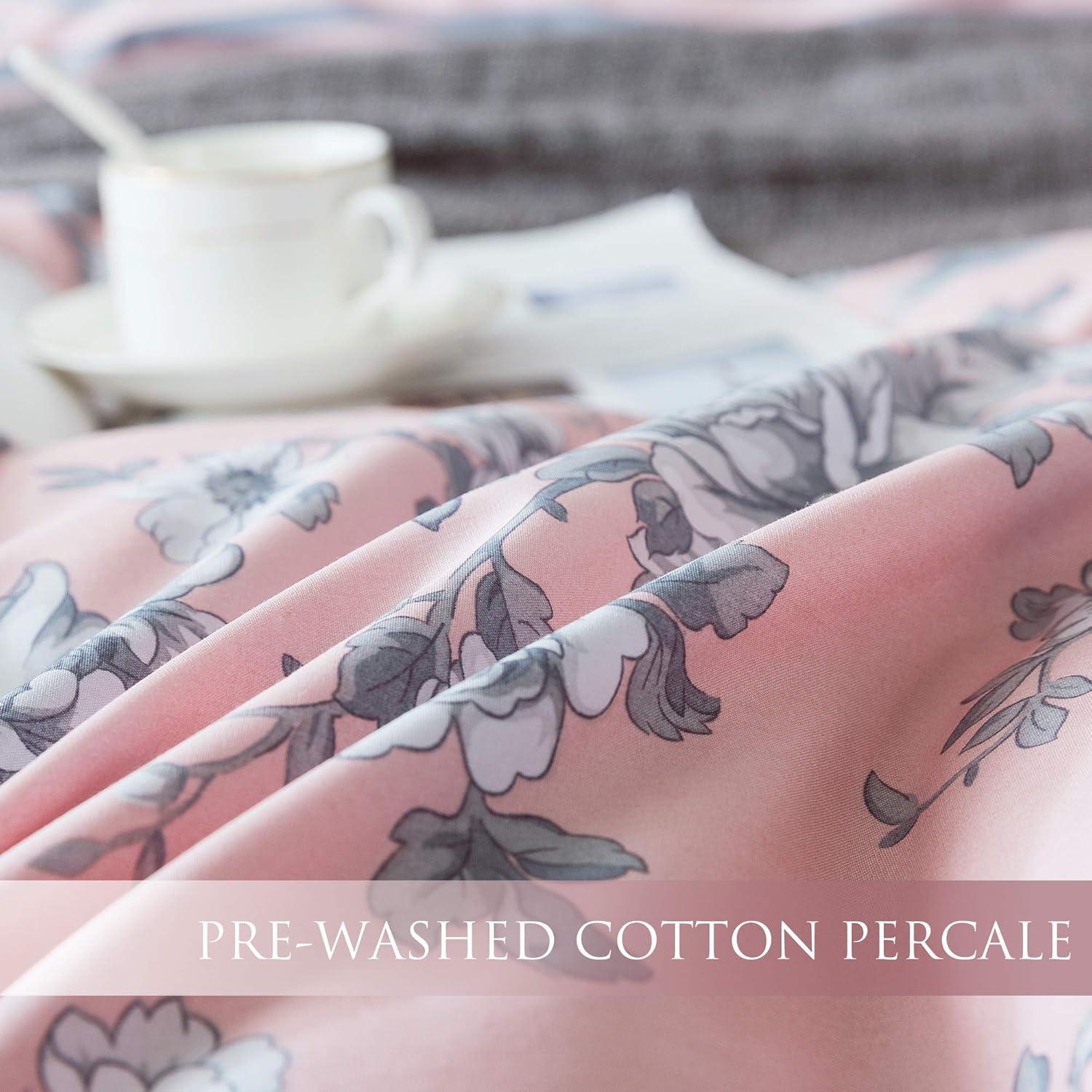 ANNA.Z HOME & DESIGN 3Pc Reversible Cotton Duvet Cover Set. 100% Cotton Percale Fabric. Pre-Washed Soft. Machine Washable.