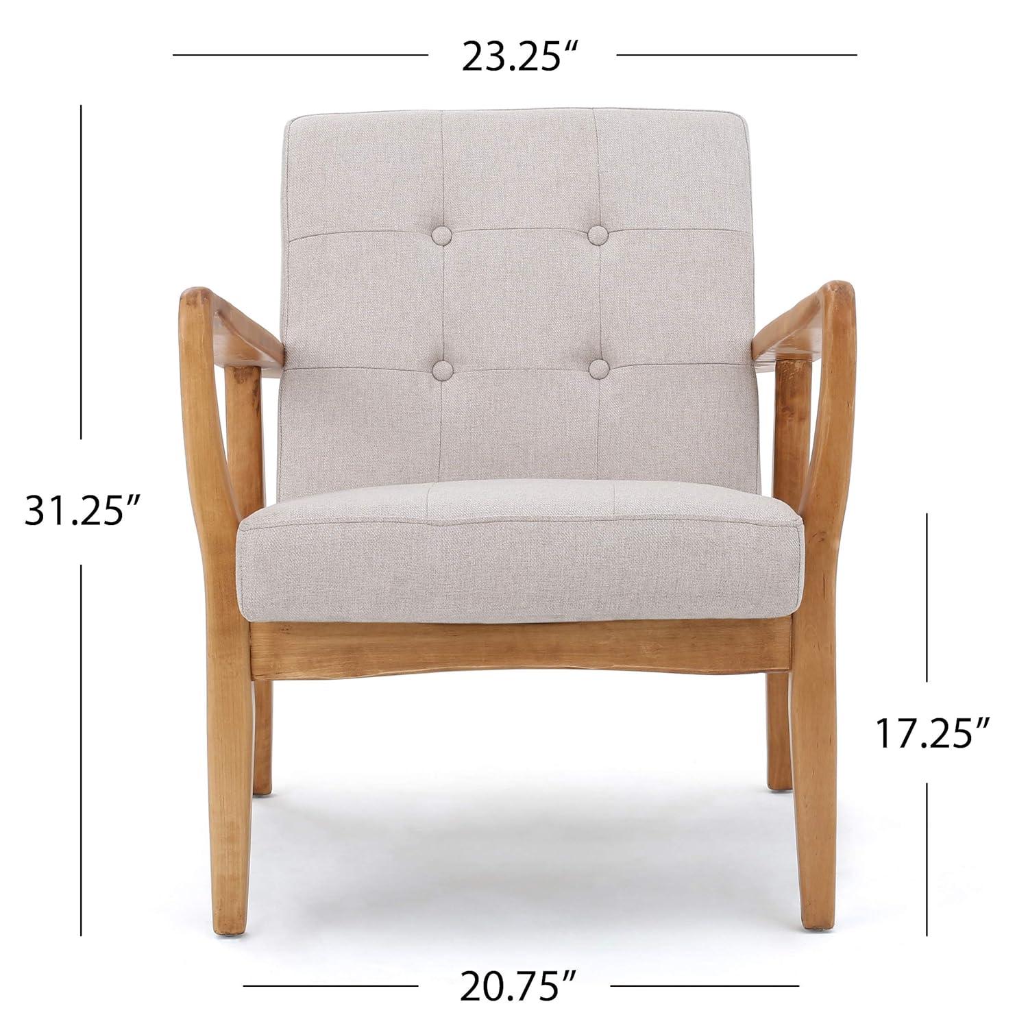 Brayden Tufted Club Chair Medium Beige - Christopher Knight Home: Upholstered, Hardwood Frame, No Assembly Required