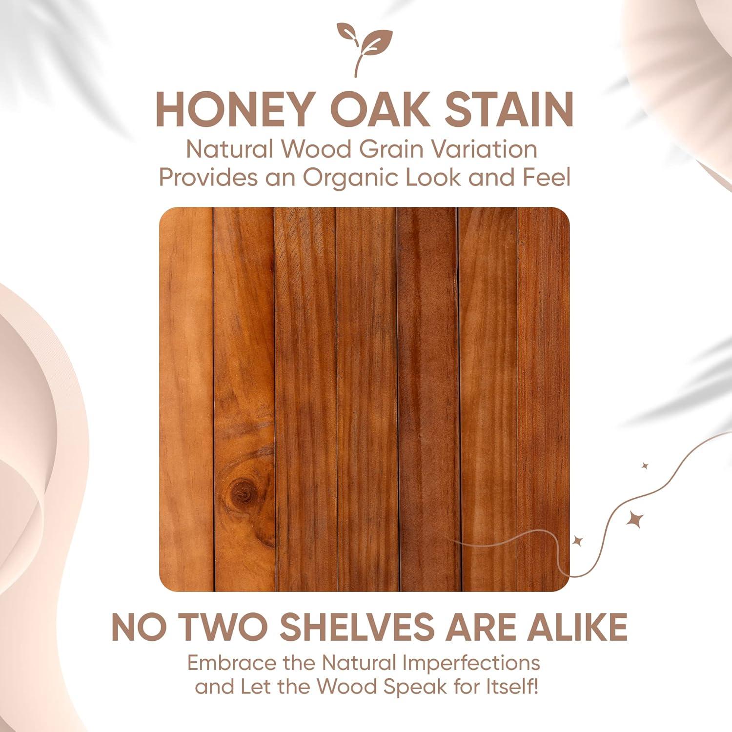 Honey Oak 36" Solid Pine Floating Wall Shelves Set