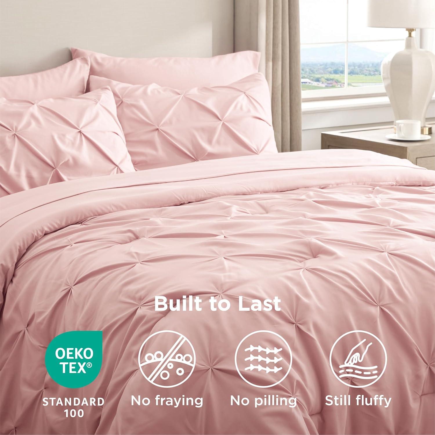 Bedsure California King Sheet Sets - 4 Pieces Soft Cal King Sheets - Breathable & Cooling - Hotel Luxury - Easy Care Polyester Microfiber Bedding for Women, Men, Dusty Pink