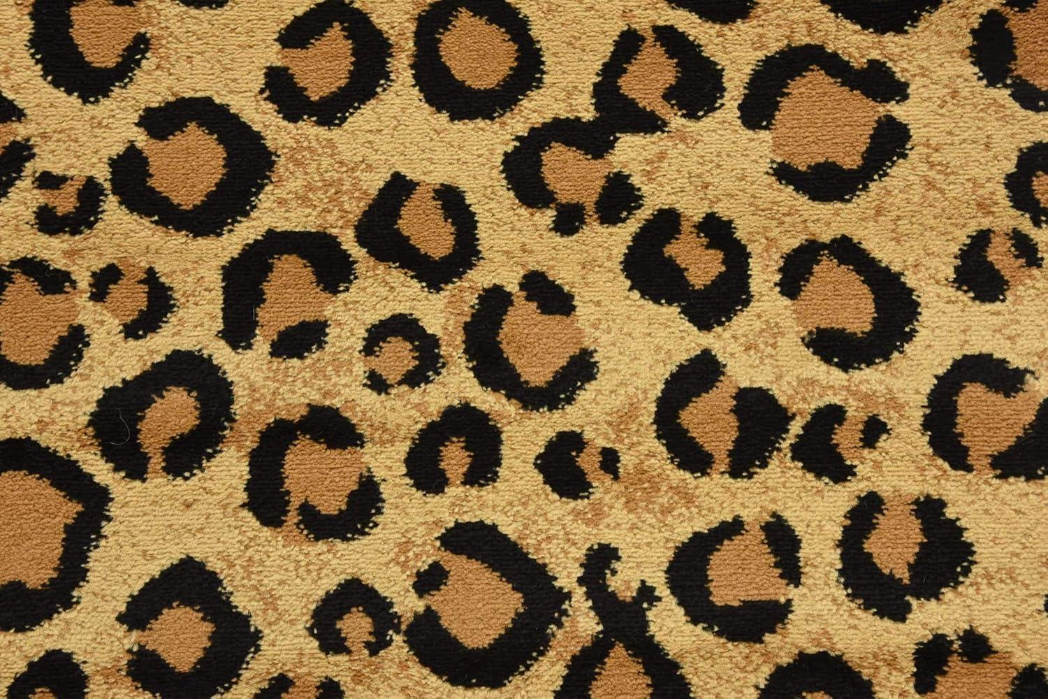 Unique Loom Wildlife Collection Area Rug - Leopard (3' 3" x 5' 3" Rectangle Light Brown/Black)