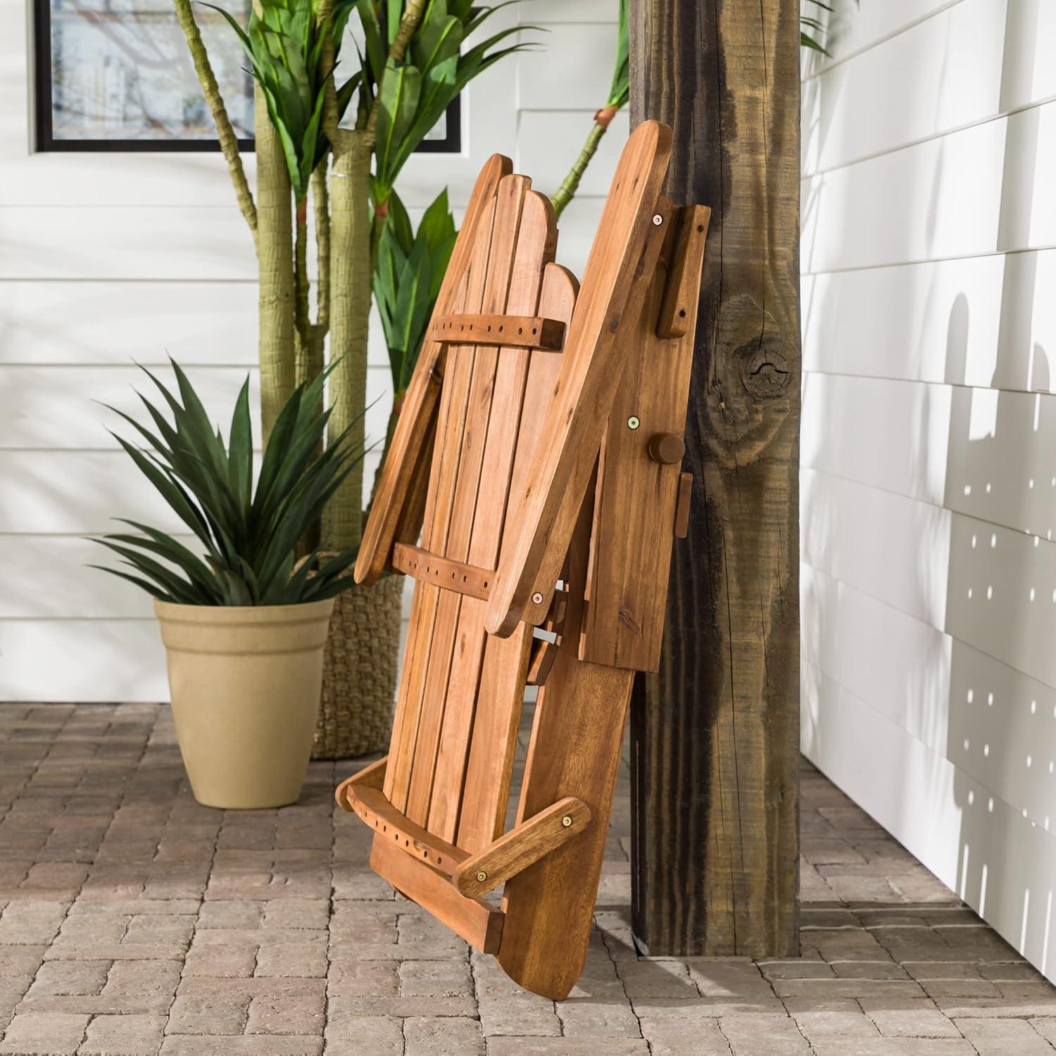 Dark Brown Acacia Wood Foldable Adirondack Outdoor Chair