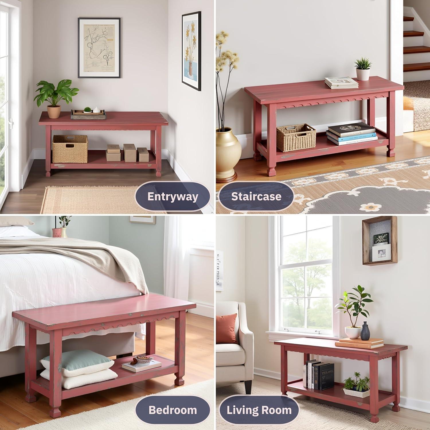 Country Cottage Bench, Red Antique