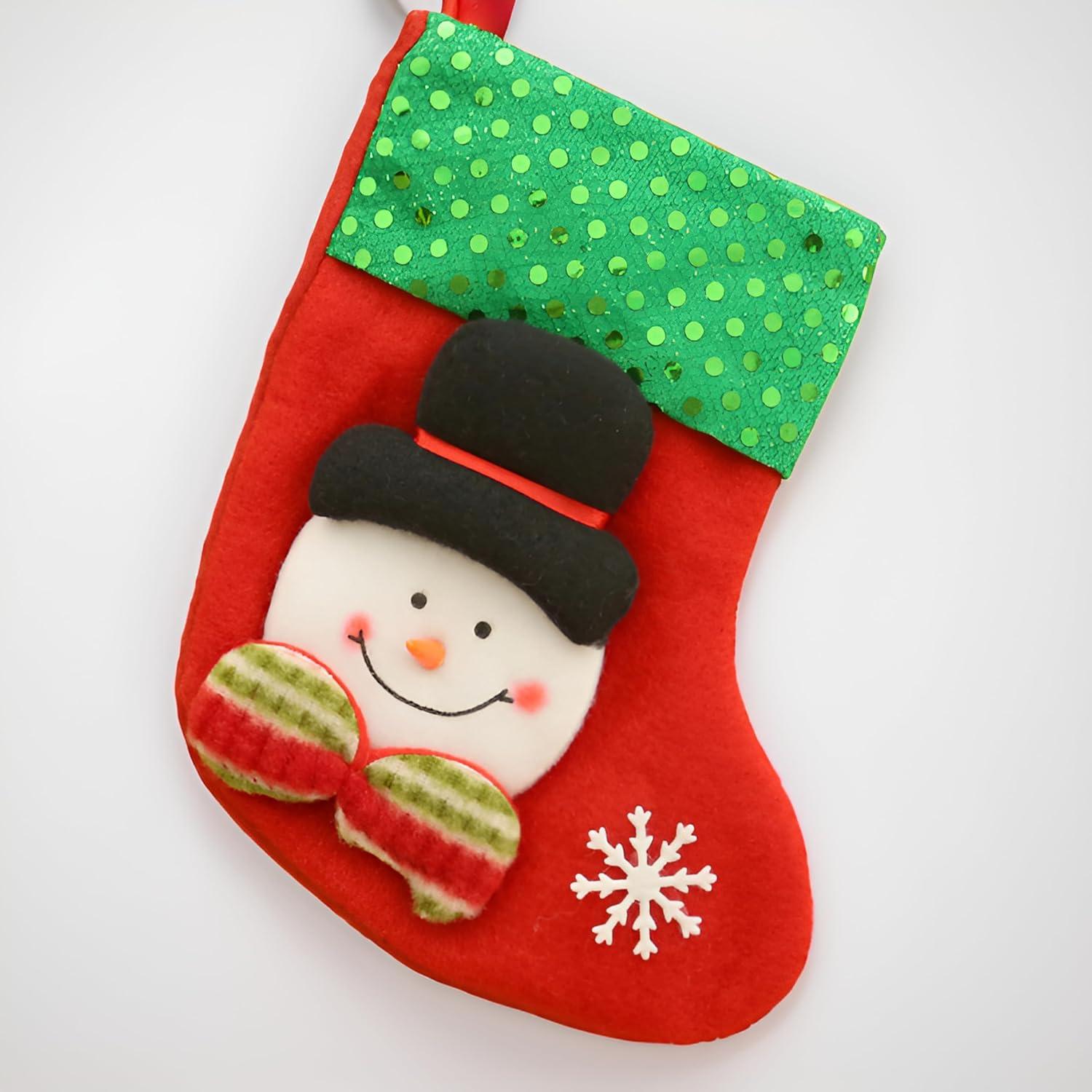 Festive Red and Green Cotton Christmas Stockings Set of 4