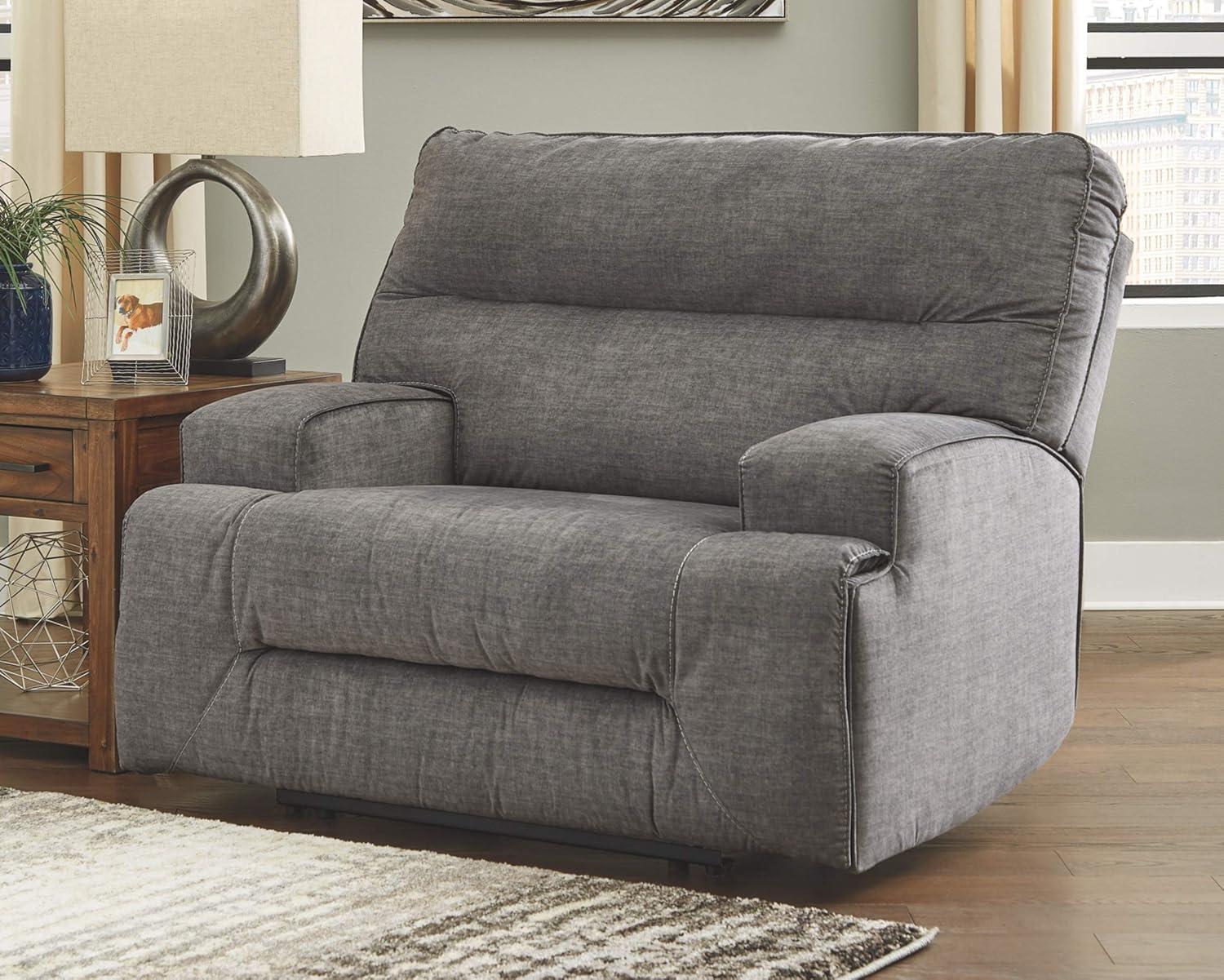 Signature Design by Ashley Coombs Wide Seat Recliner in Charcoal