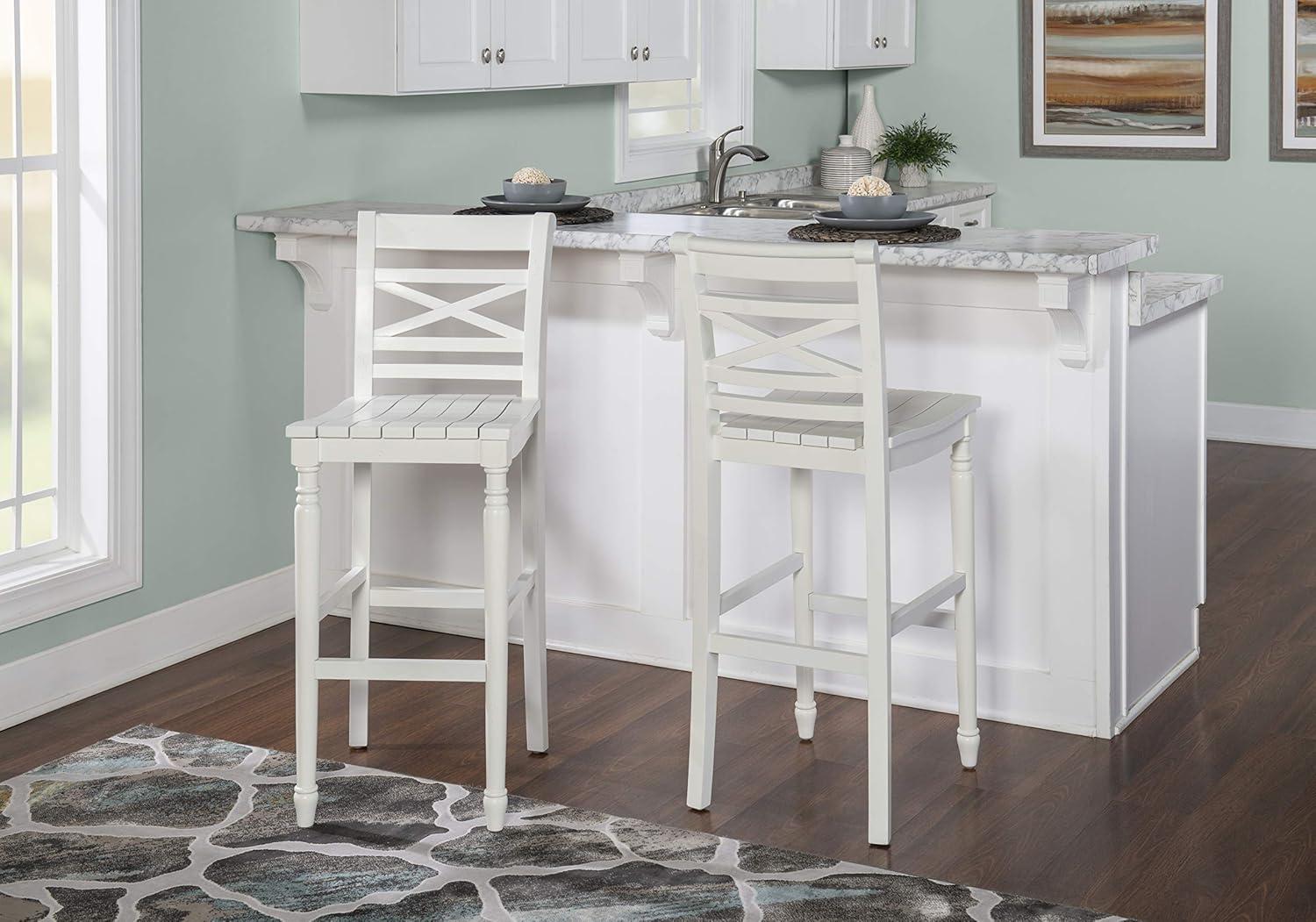 Asher 30.25" White Wood Bar Stool with X-Back