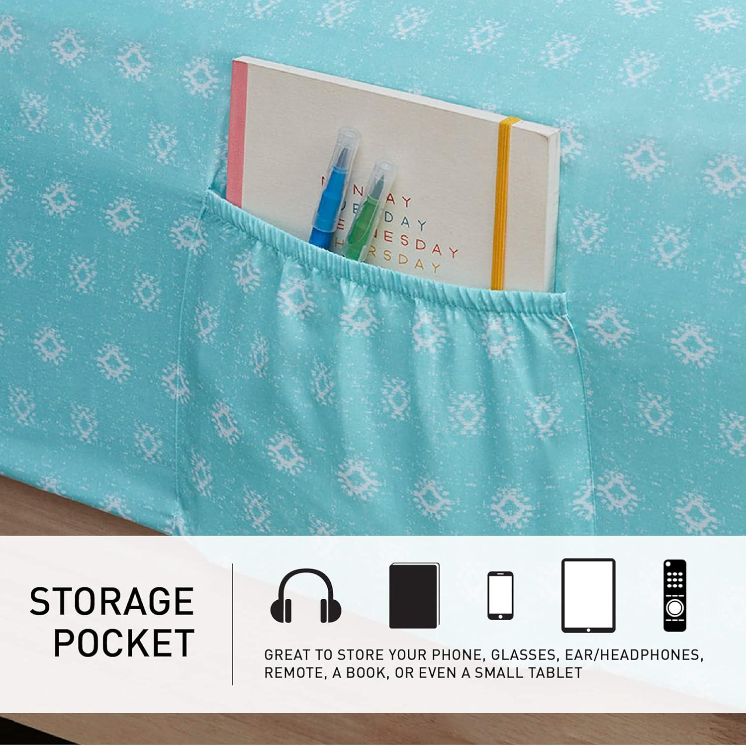 Boho Coral and Aqua Microfiber Queen Bed-in-a-Bag Set