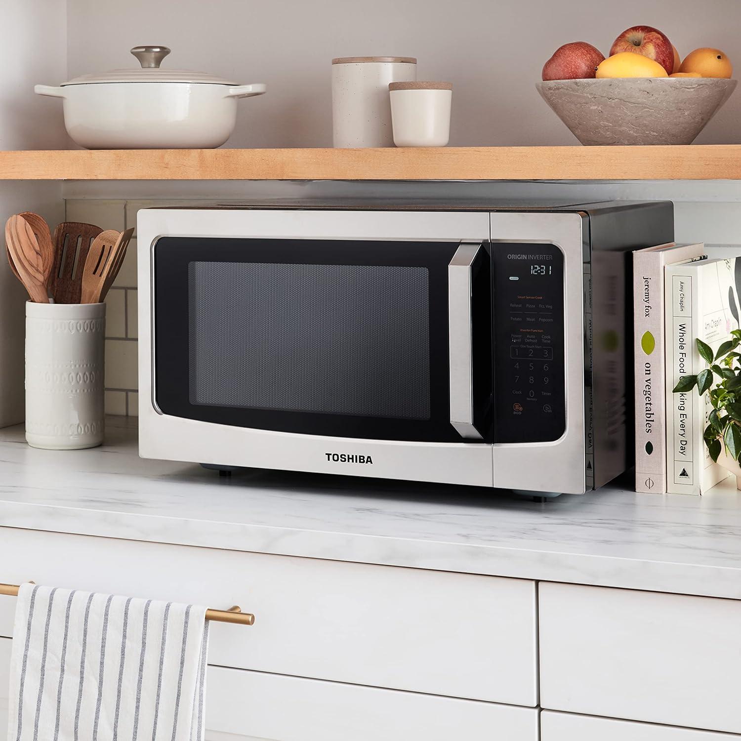 Toshiba TOSHIBA 1.6 Cu.ft Countertop Microwave Oven, Inverter, Smart Sensor, 13.6" Turntable, 1250W, Silver ML-EM45PIT(SS)