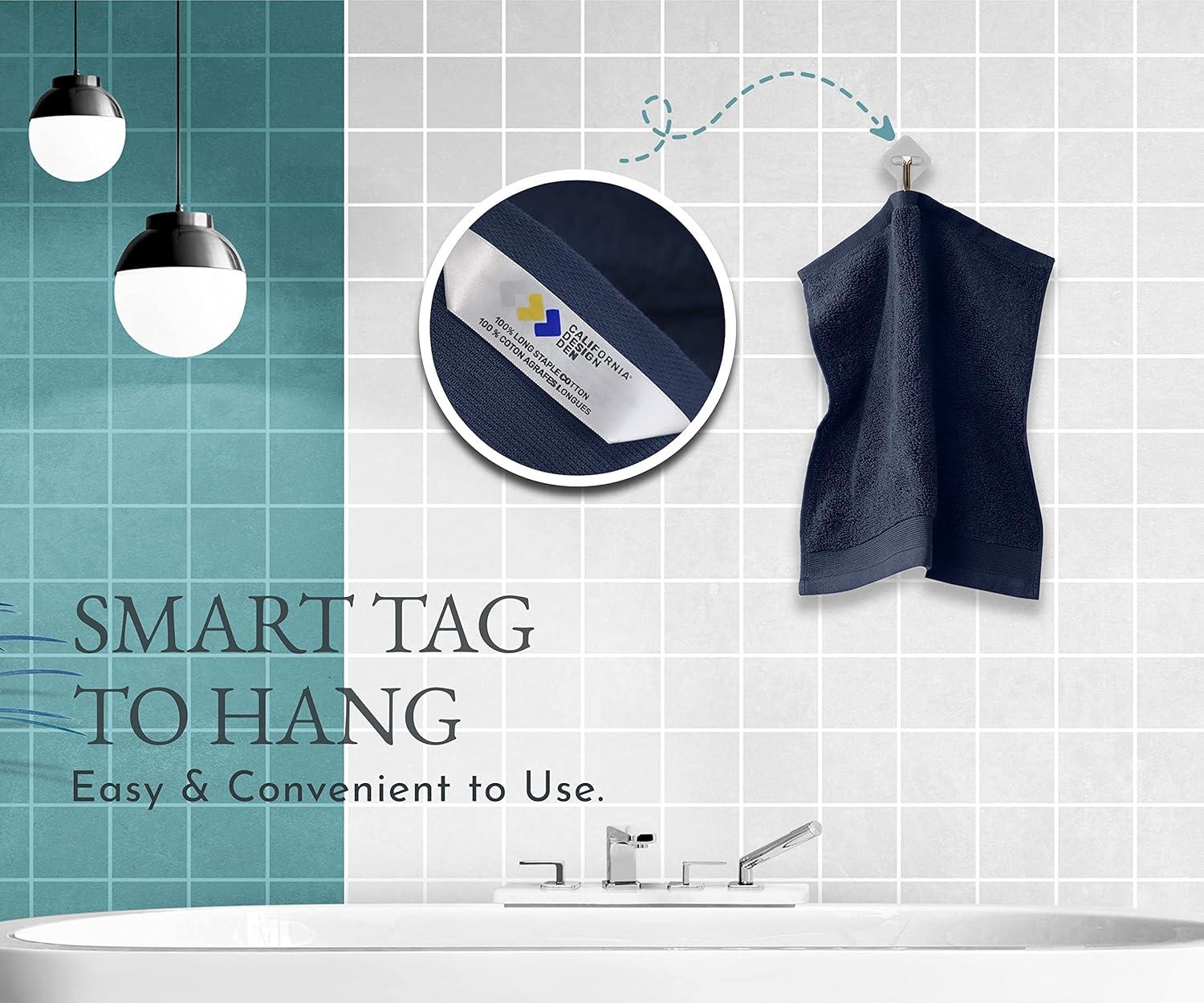 Linteum Textile 100% Cotton Premium Washcloths, 13x13 Inches [Pack of 12] Navy Blue