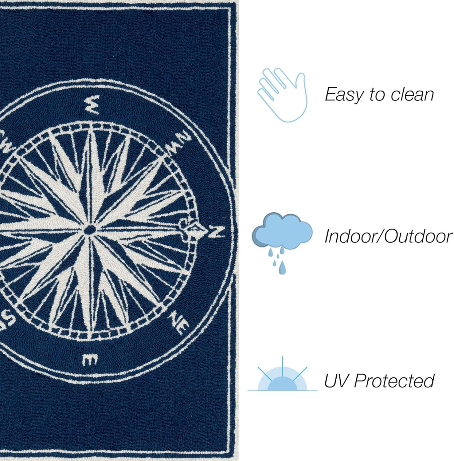 Navy Hand-Tufted Synthetic Rectangular 5' x 7' Outdoor Rug