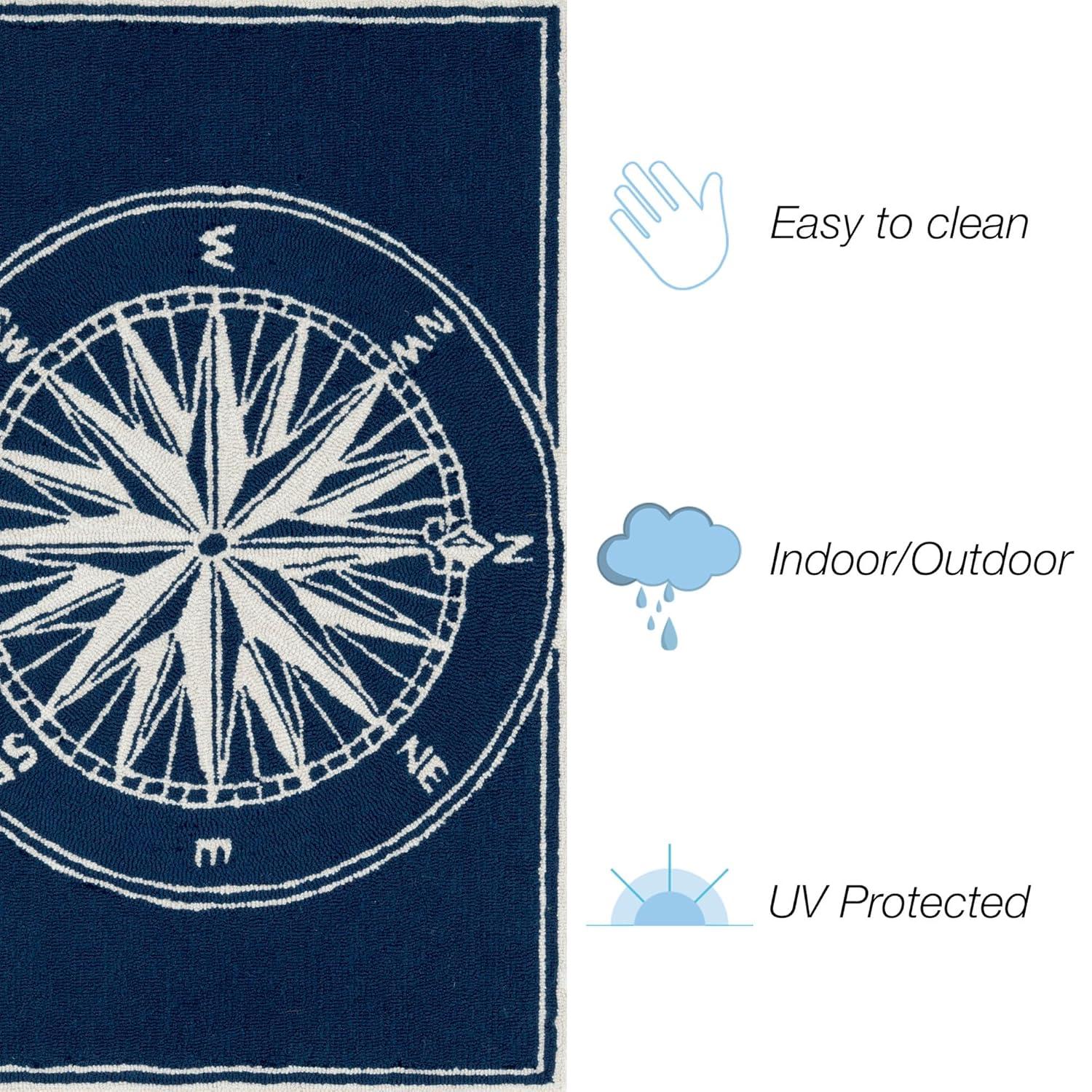 Navy Hand-Tufted Synthetic Rectangular 5' x 7' Outdoor Rug