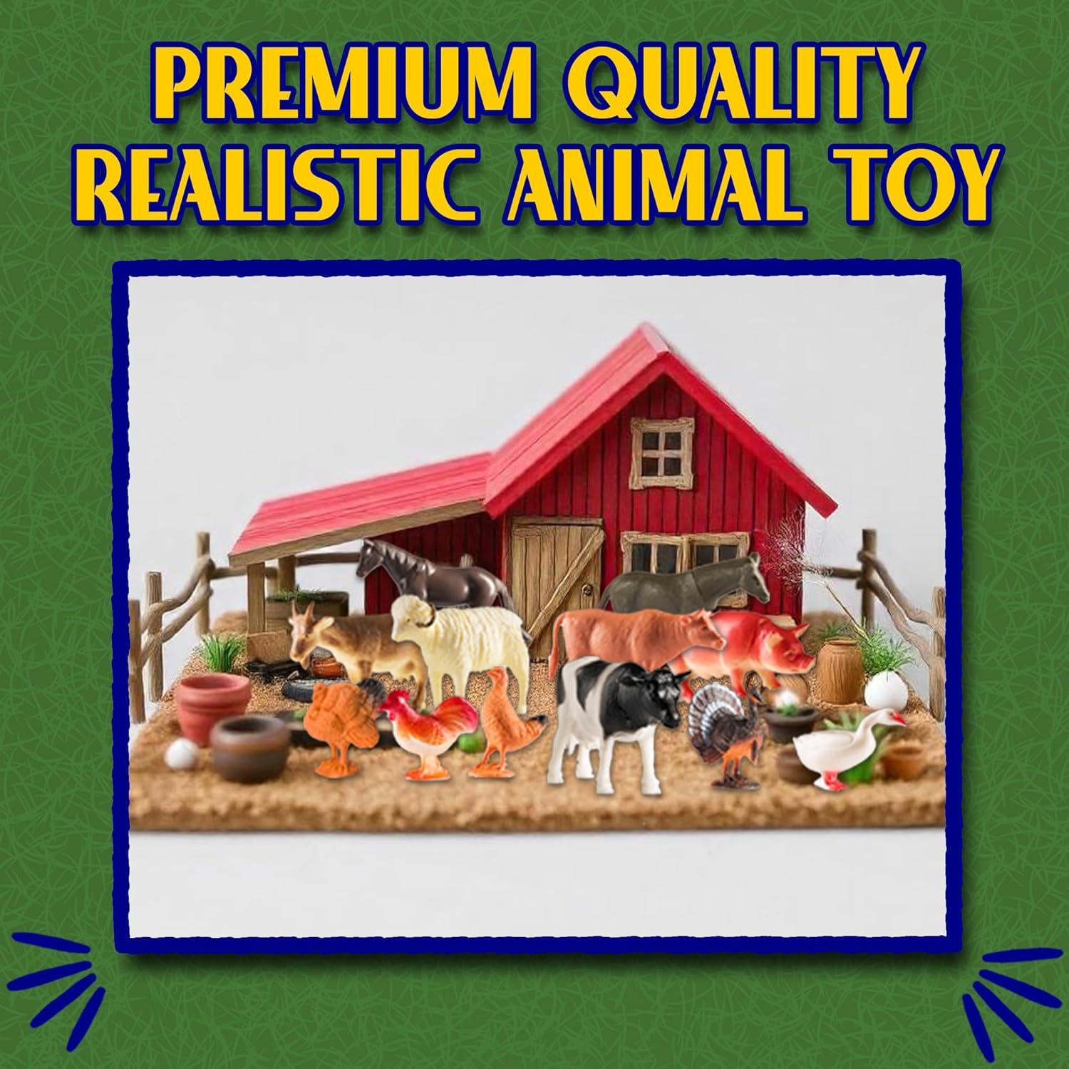 Farm Animal Toys - Pack of 12 - Plastic Farm Animals for Kids, Realistic 3-5 Inch Ranch / Barnyard Animal Toy Figures Styles Include Sheep, Horse, Goat, Duck, Chicken, Turkey, Cow, Pig