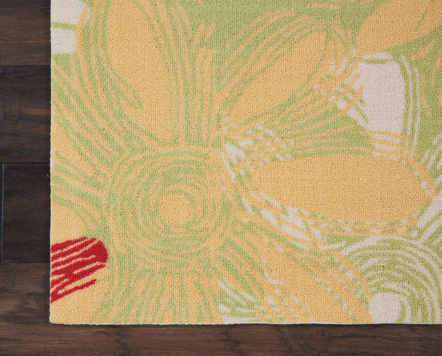 Nourison Home & Garden Flower Indoor Outdoor Runner Rug Green 2'3" x 8'