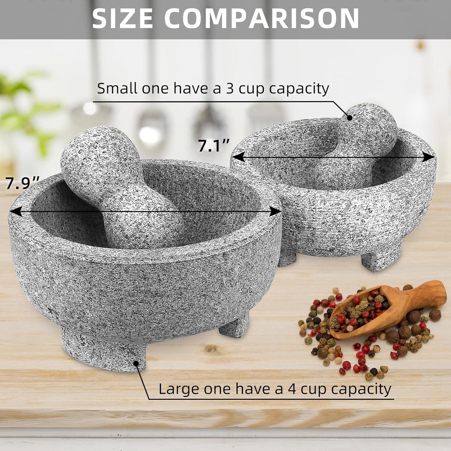 8-Inch Gray Granite Molcajete Mortar and Pestle Set