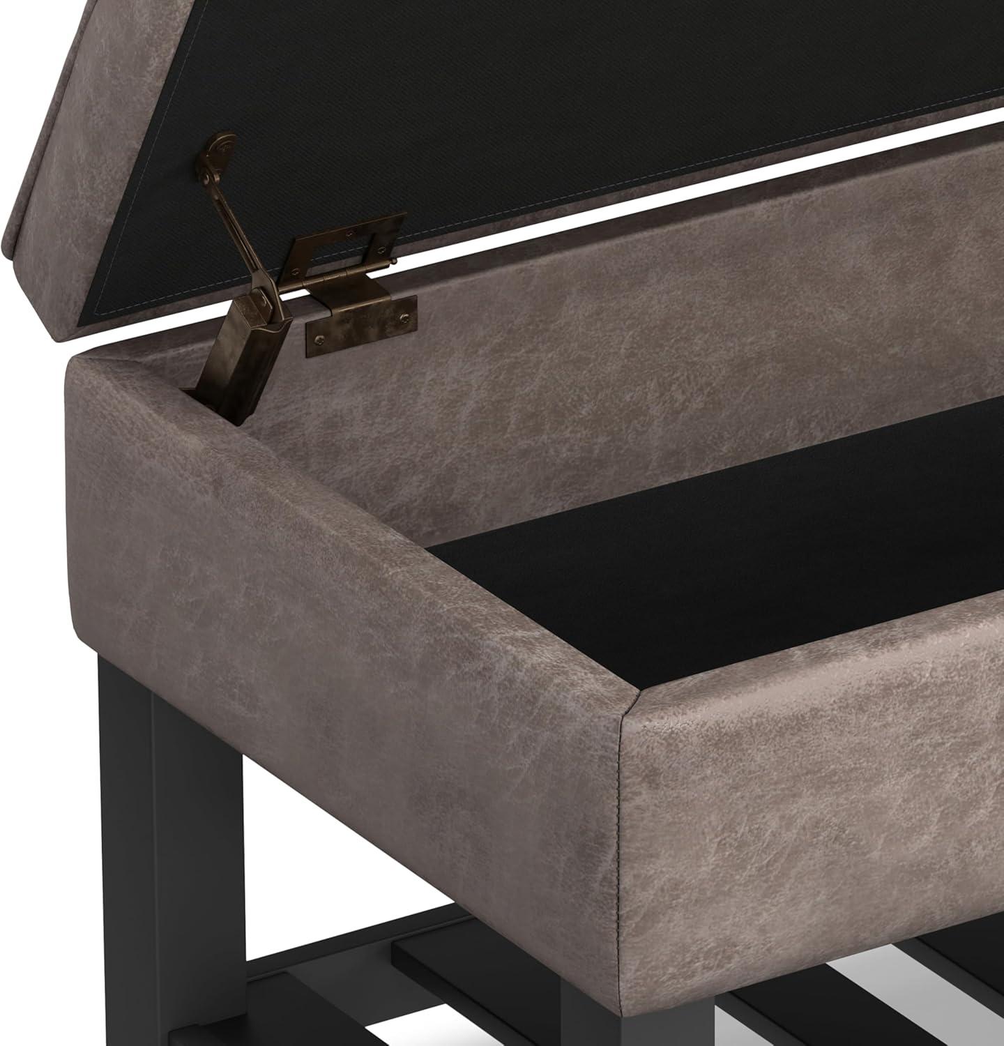 Simpli Home Cosmopolitan 44"W Transitional Tufted Storage Ottoman Bench with Lift Top