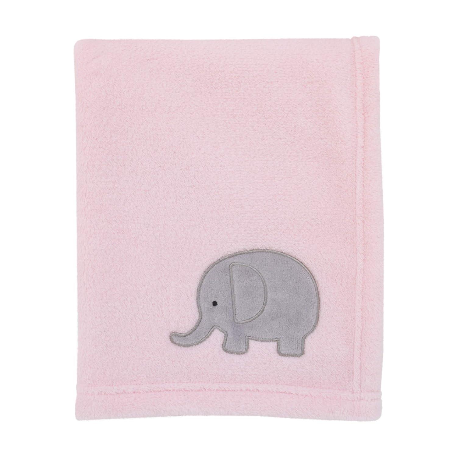 NoJo The Dreamer Pink and Grey Elephant 8 Piece Nursery Crib Bedding Set