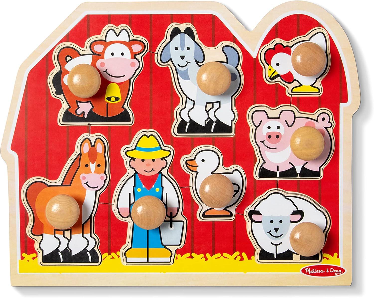 Melissa & Doug Farm Animals Jumbo Knob Wooden Puzzle (8pc)