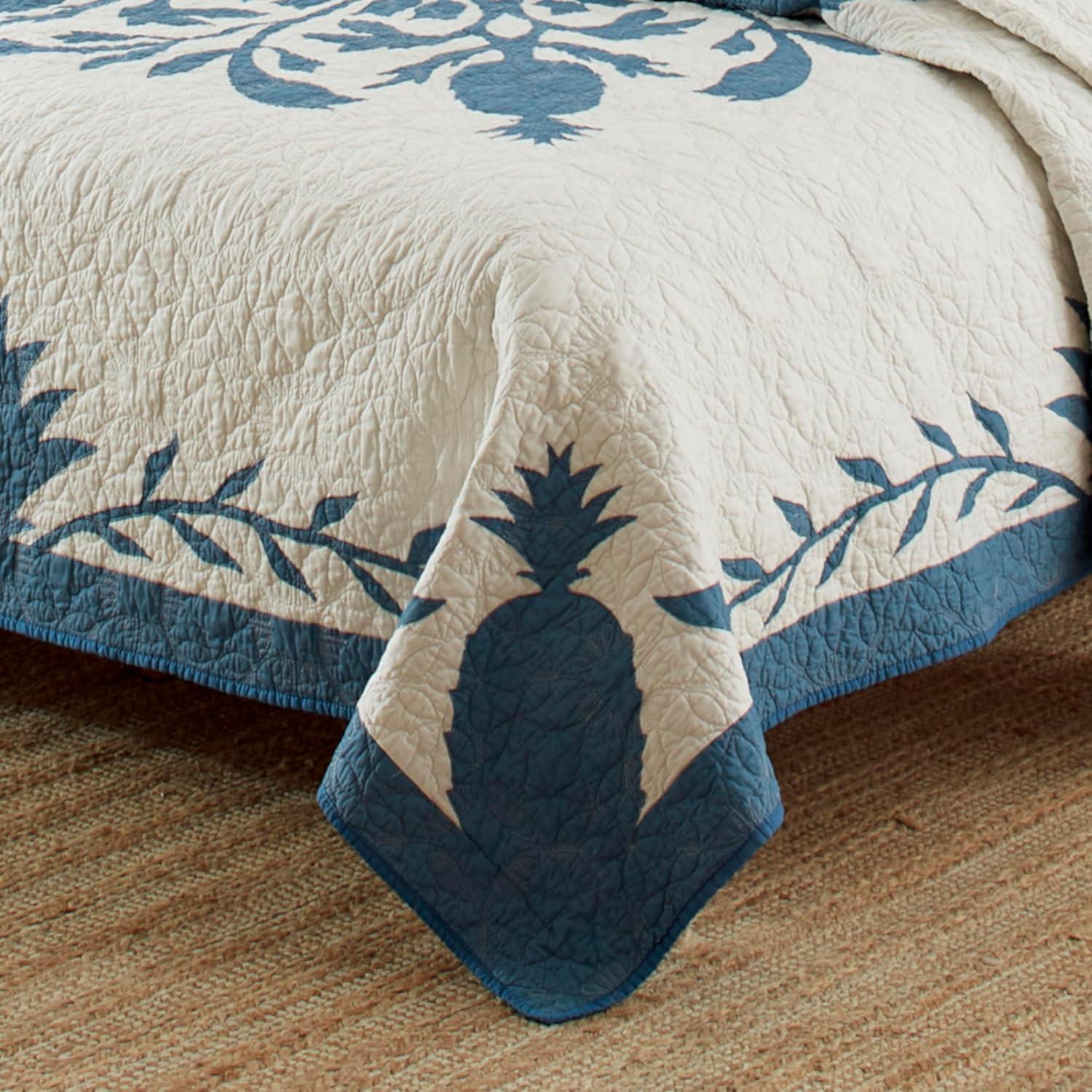 Tommy Bahama Home Tommy Bahama Aloha Pineapple Blue Cotton Reversible Quilt