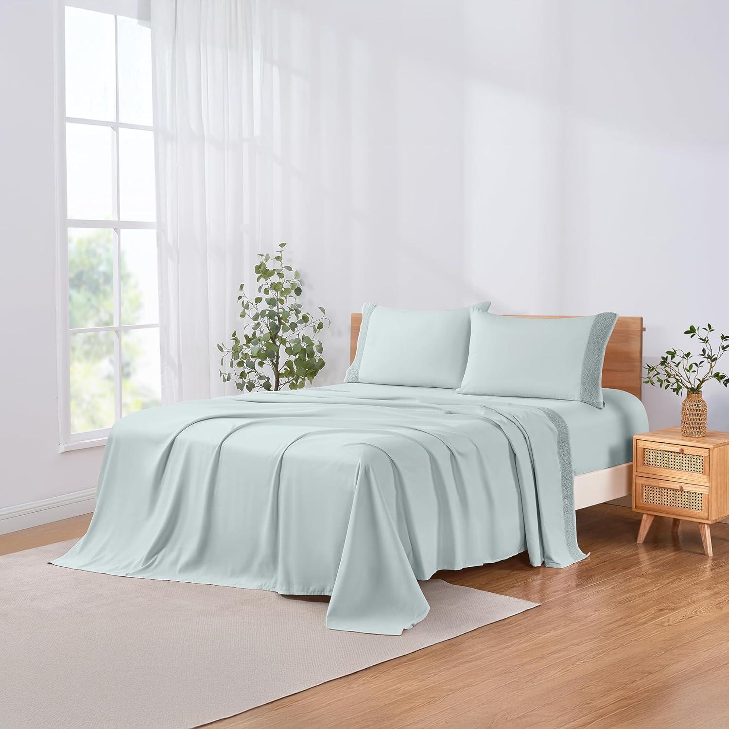Modern Threads Modern Threads Yate Soft Microfiber Crochet Lace Sheets - Luxurious Microfiber Bed Sheets - Includes Flat Sheet, Fitted Sheet with Deep Pockets, & Pillowcases
