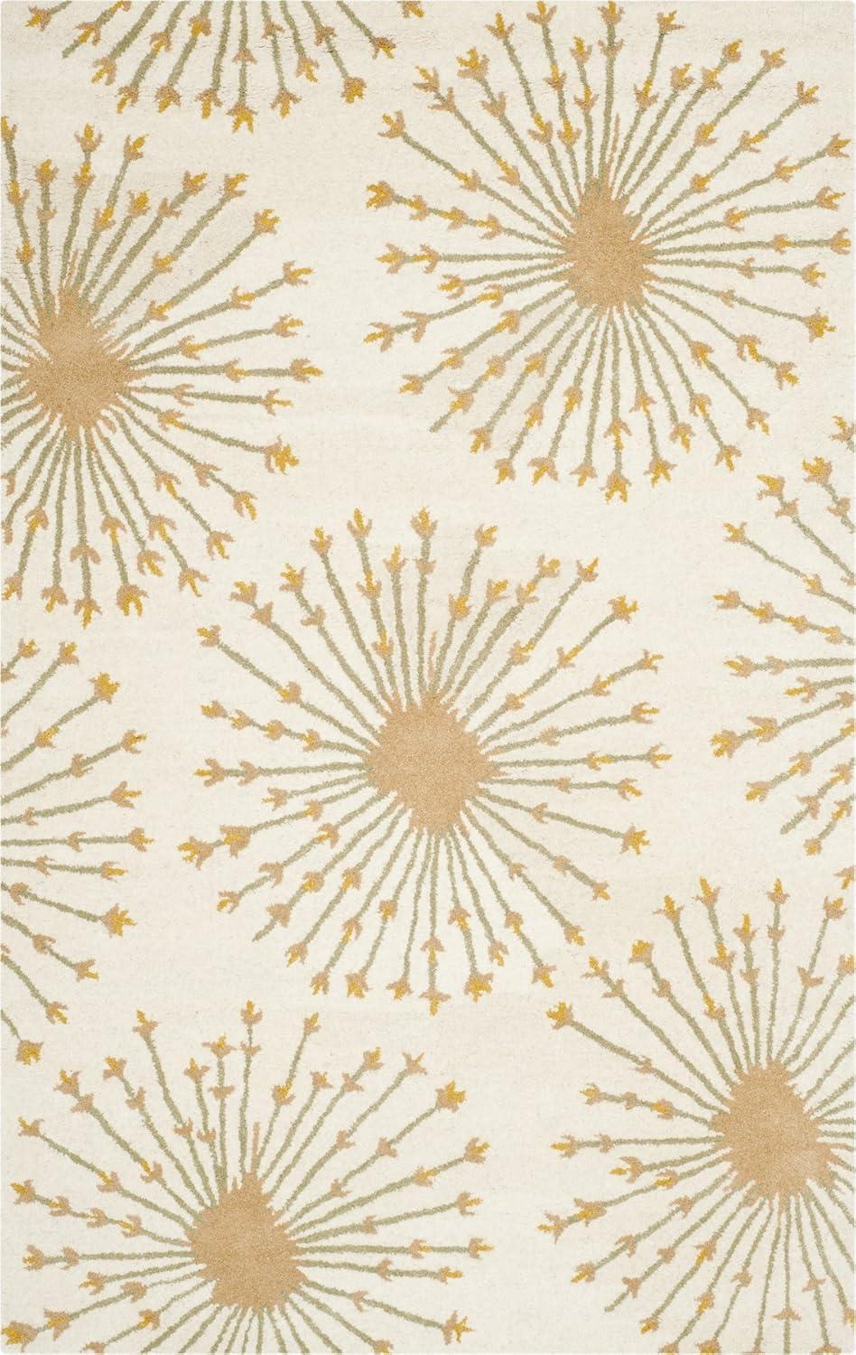 SAFAVIEH Bella Owen Fire Burst Wool Area Rug, Beige/Gold, 8' x 10'