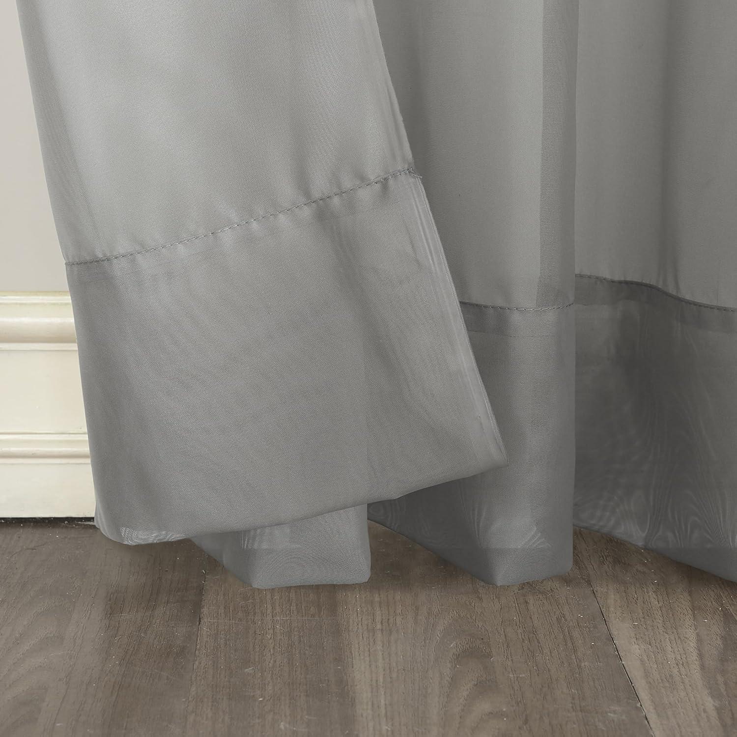 84"x59" Emily Sheer Voile Rod Pocket Curtain Panel Charcoal - No. 918