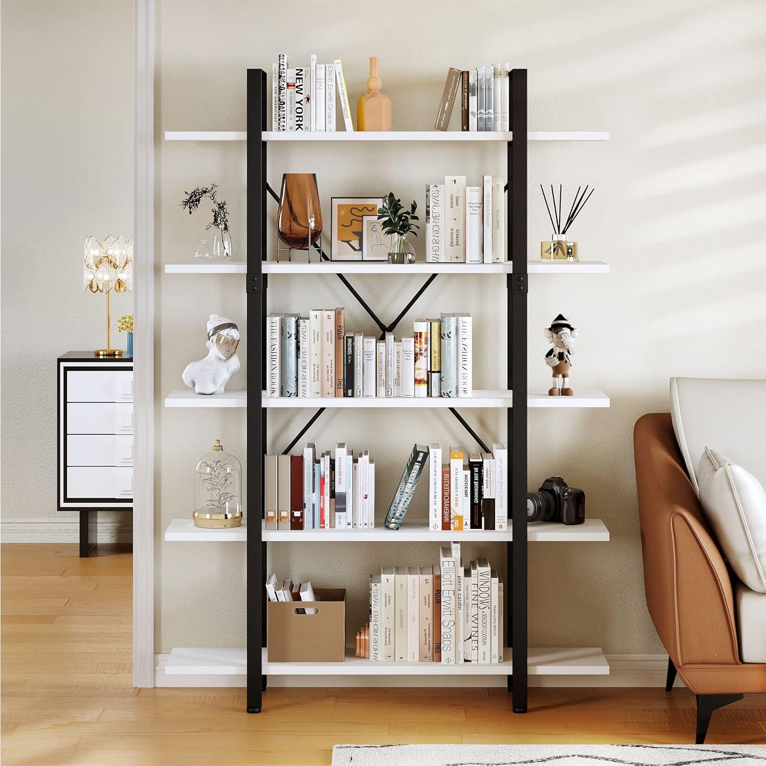 YITAHOME 5 Tier Bookshelf, Freestanding 5 Shelf Bookcases and Bookshelves, Modern Minimalist Furniture Open Display Storage Shelves Books Organizer for Living Room Bedroom Home Office