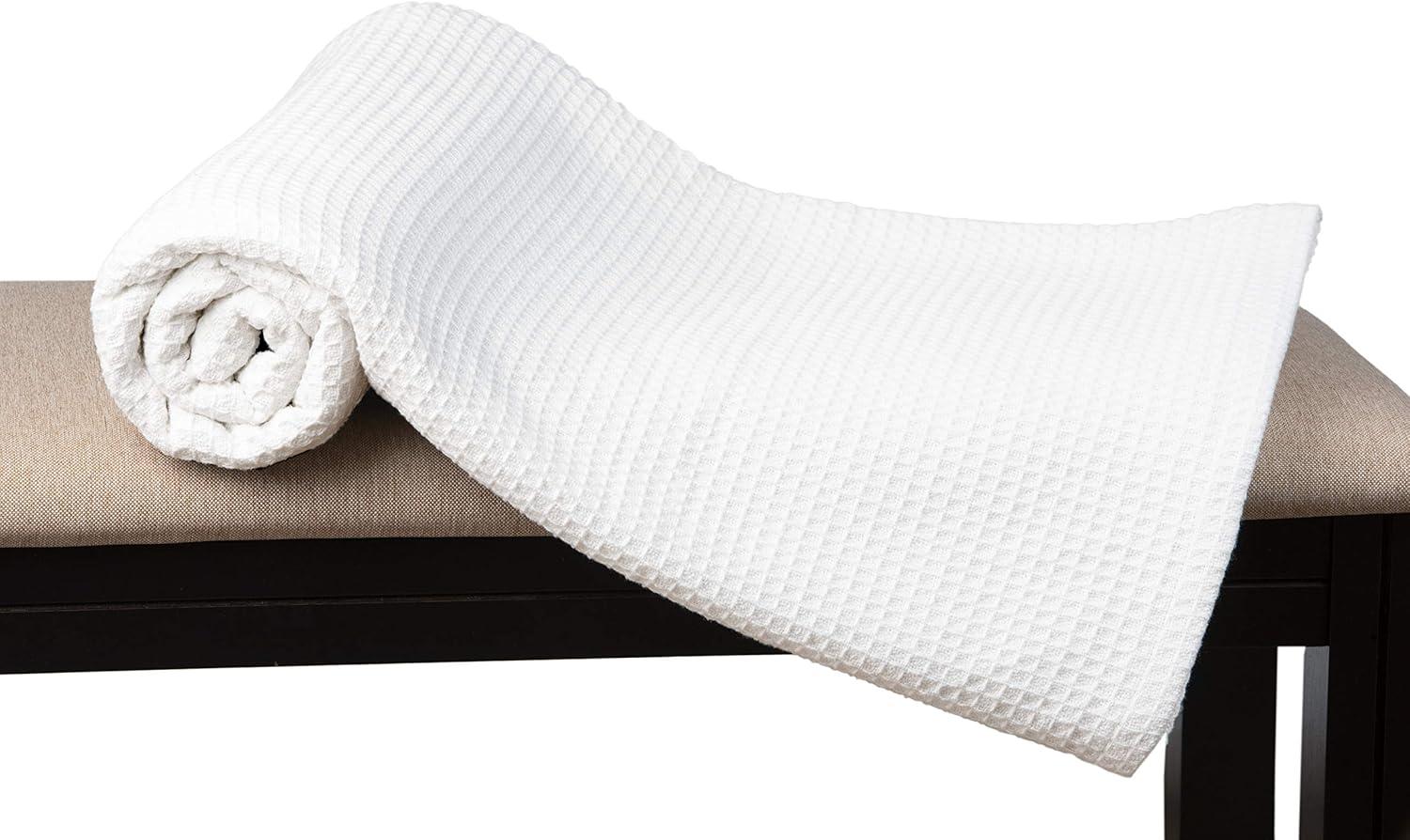 White Twin Cotton Waffle Weave Thermal Blanket