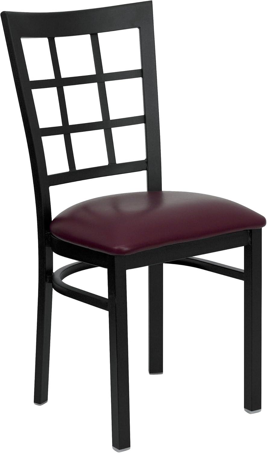 Hercules Series Black Window Back Chair with Burgundy Vinyl Seat