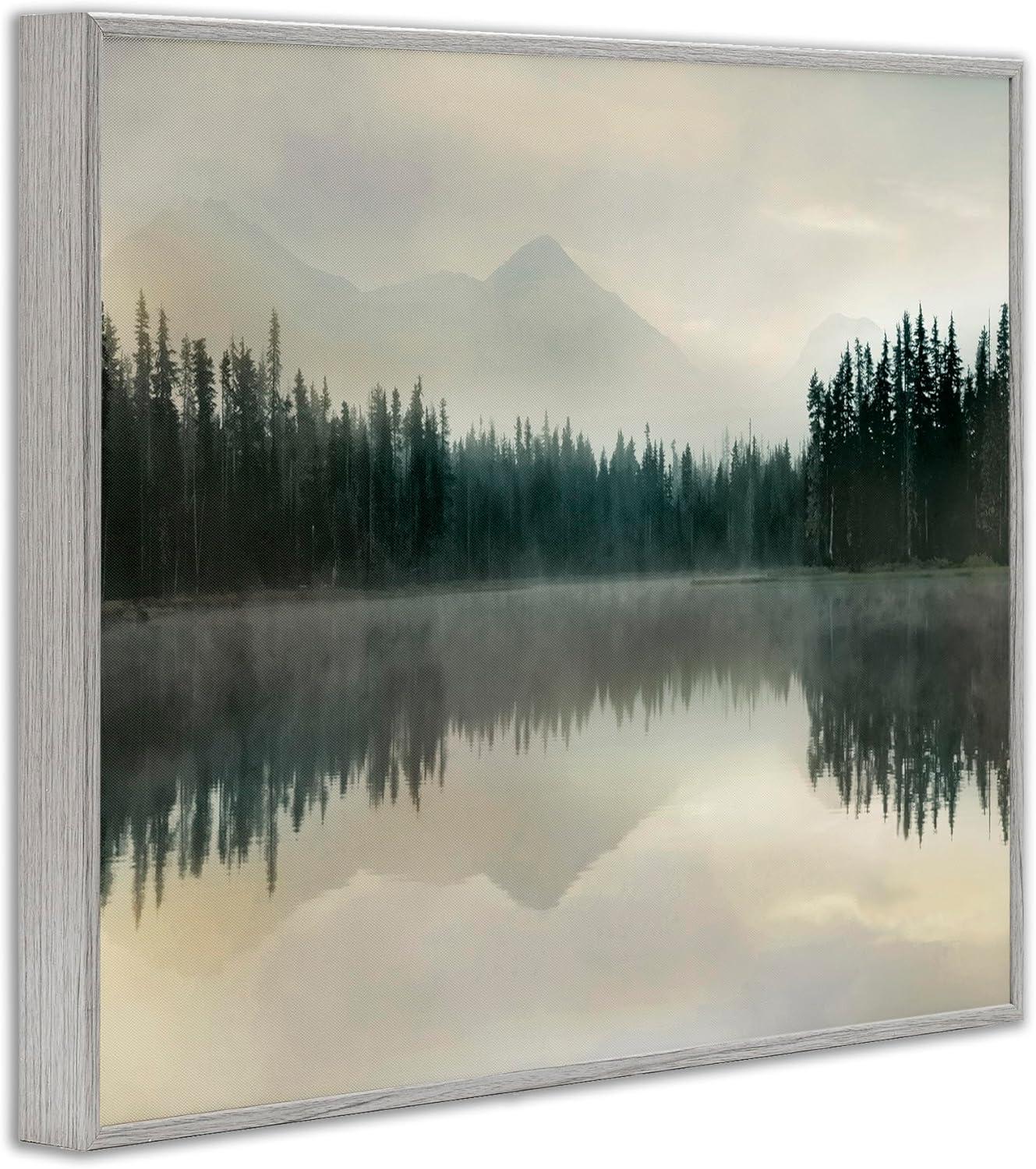 Stupell Industries Foggy Lake Forest Landscape Soft Nature Water Reflection