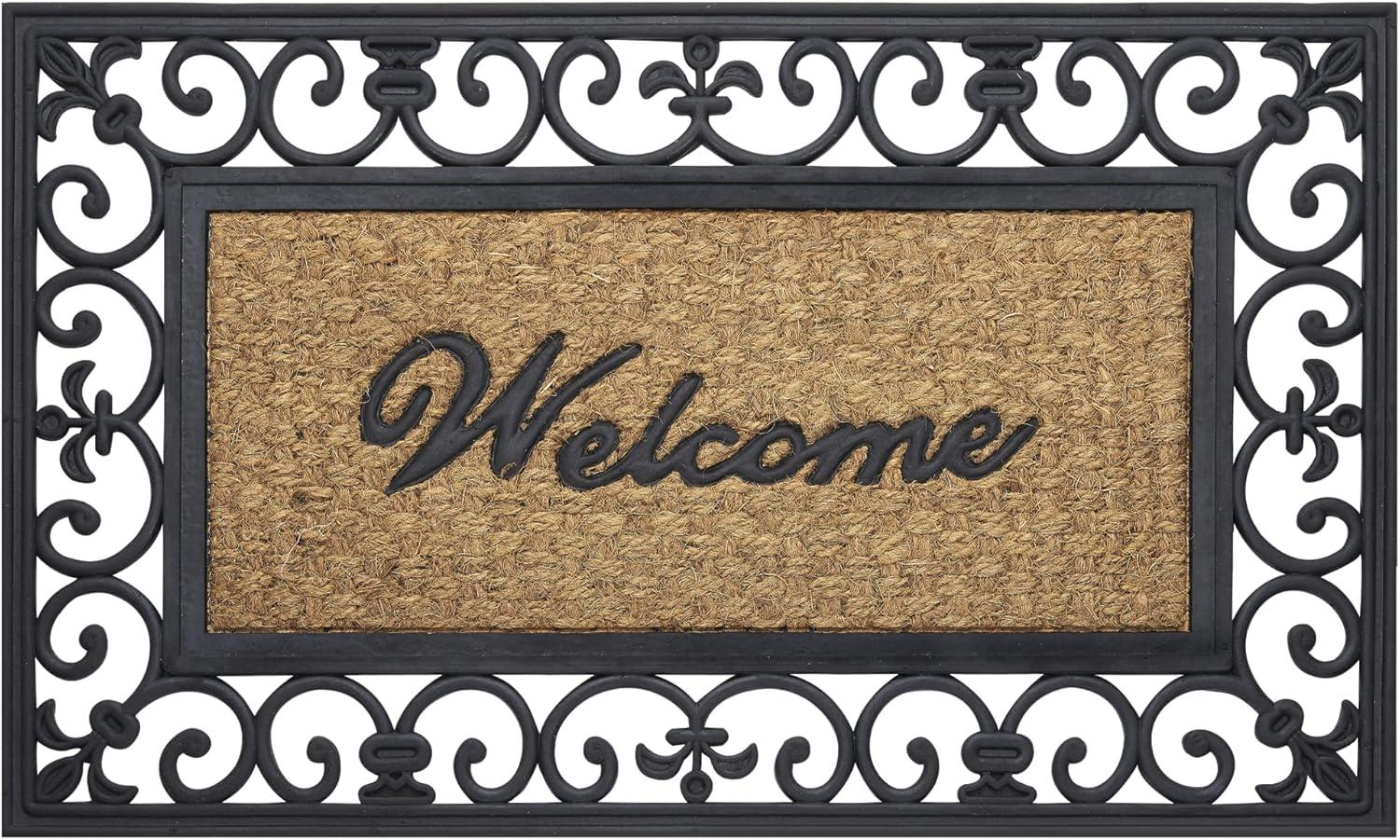 Achim Wrought Iron Rubber Doormat Fleur De Lis, 18" x 30"