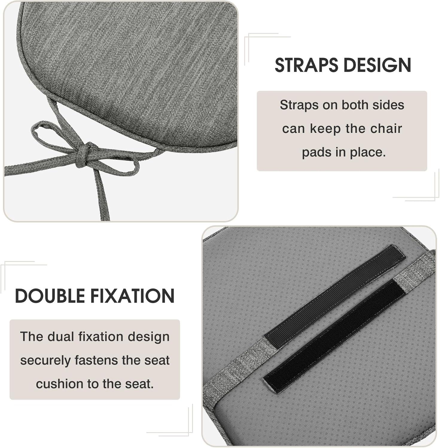 Shinnwa Chair Cushions Set of 4 Seat Cushions Soft Velvet Non Slip Chair Pads for Kitchen Dining Chairs 15 x 16 inch, Gray