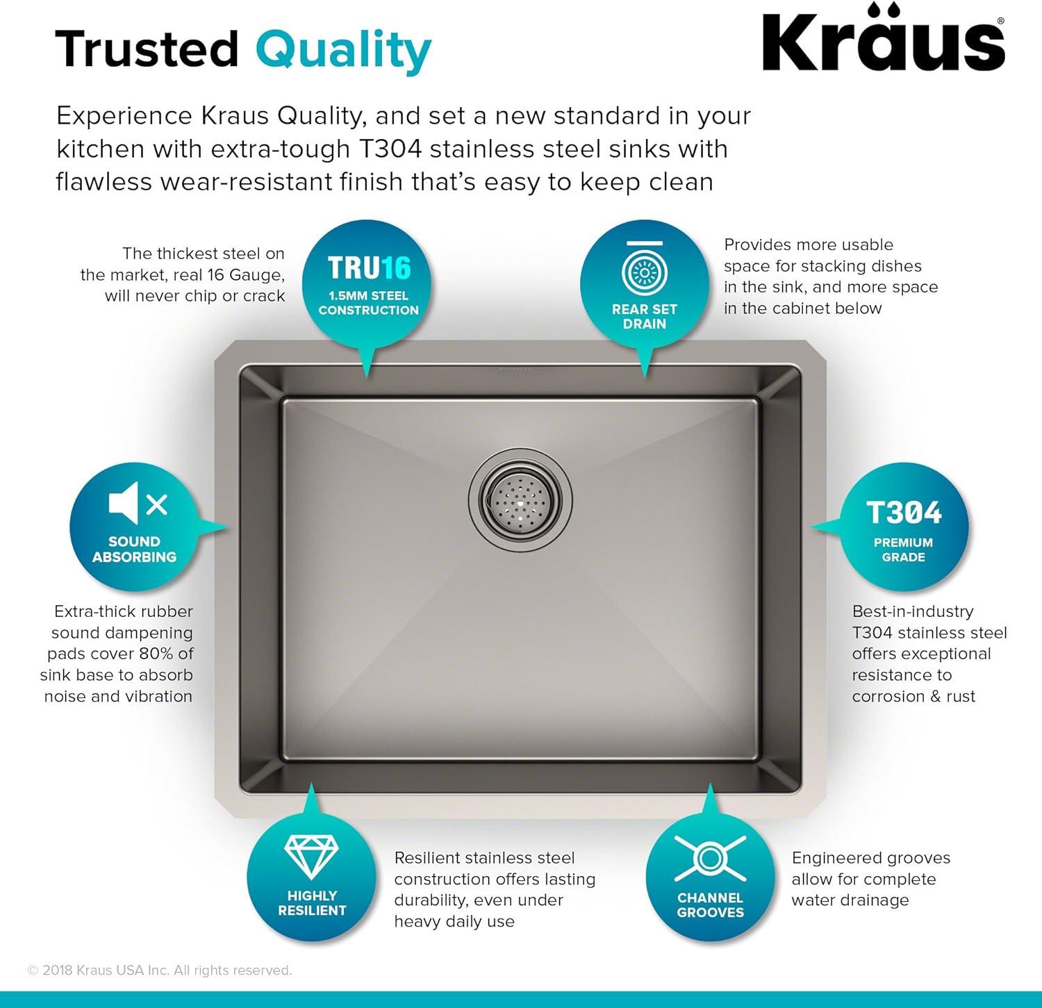 KRAUS Standard PRO™ Gauge Undermount Kitchen Sink with WasteGuard™ Garbage Disposal