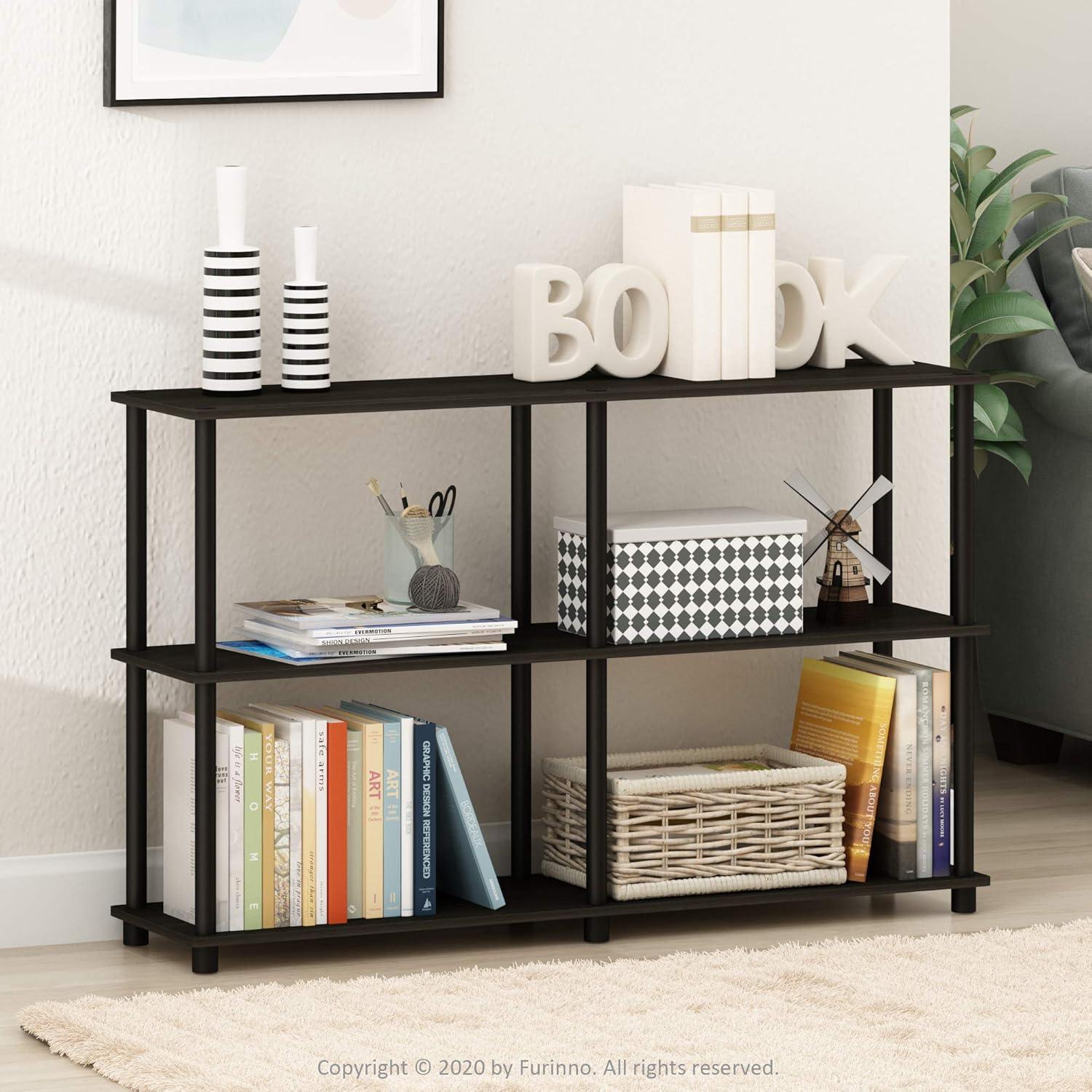 Furinno Turn-N-Tube Wood 3-Tier Double Size Storage Display Rack in Espresso